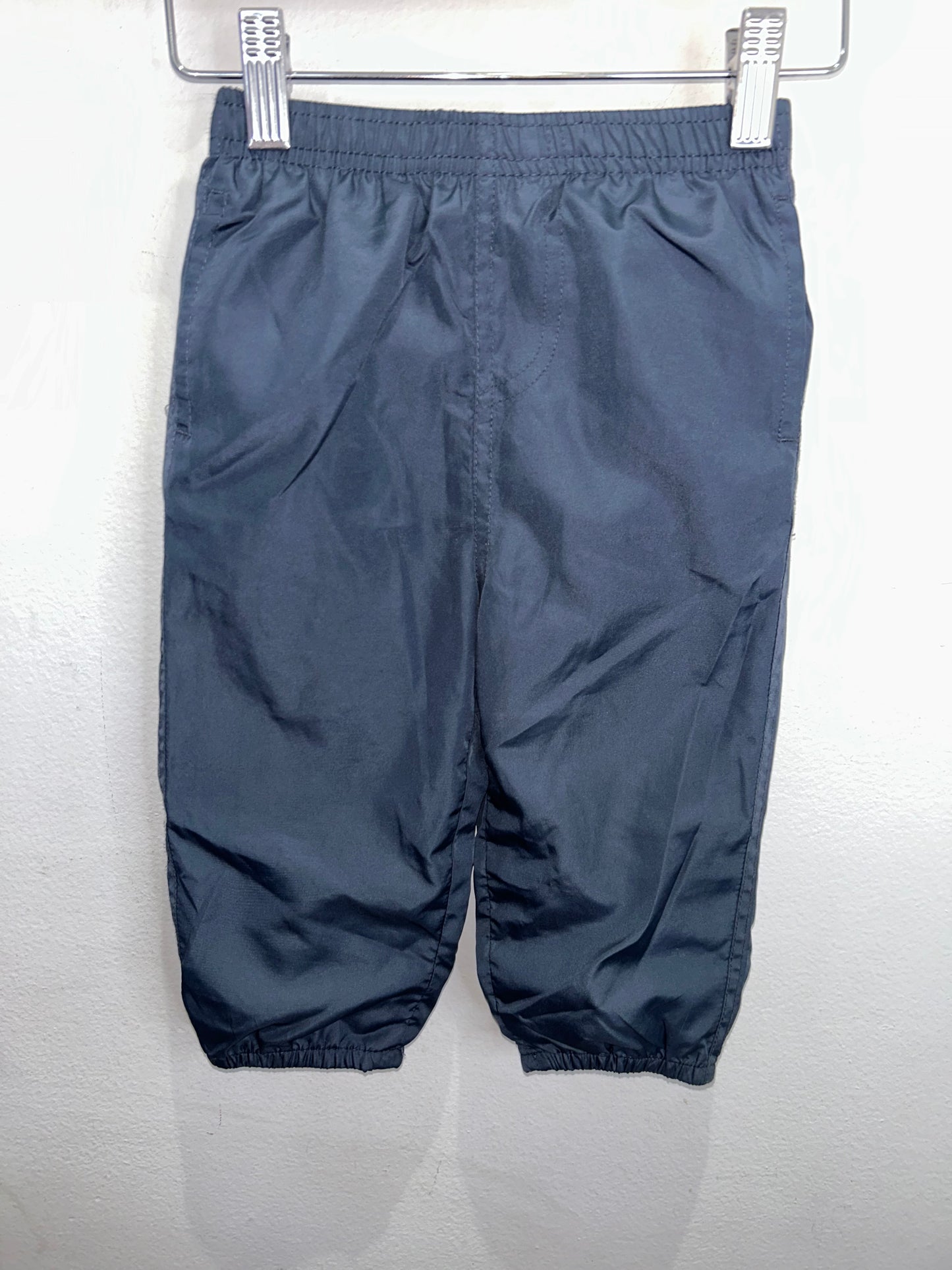 Blue cotton lined rain pants 12-18m