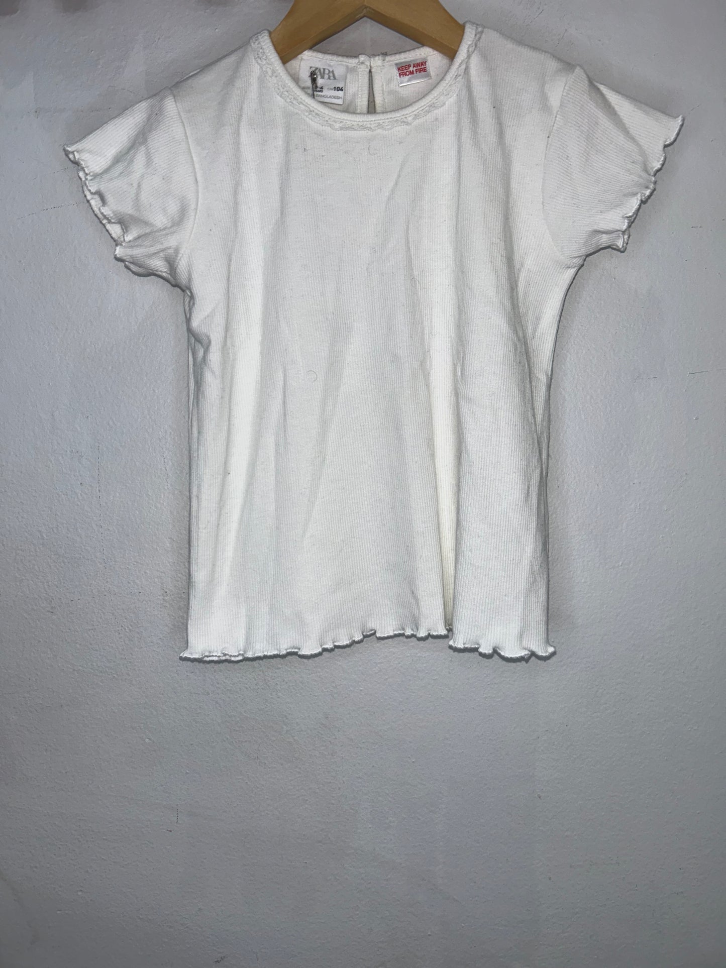 Ribbed lace detail tee 3-4y