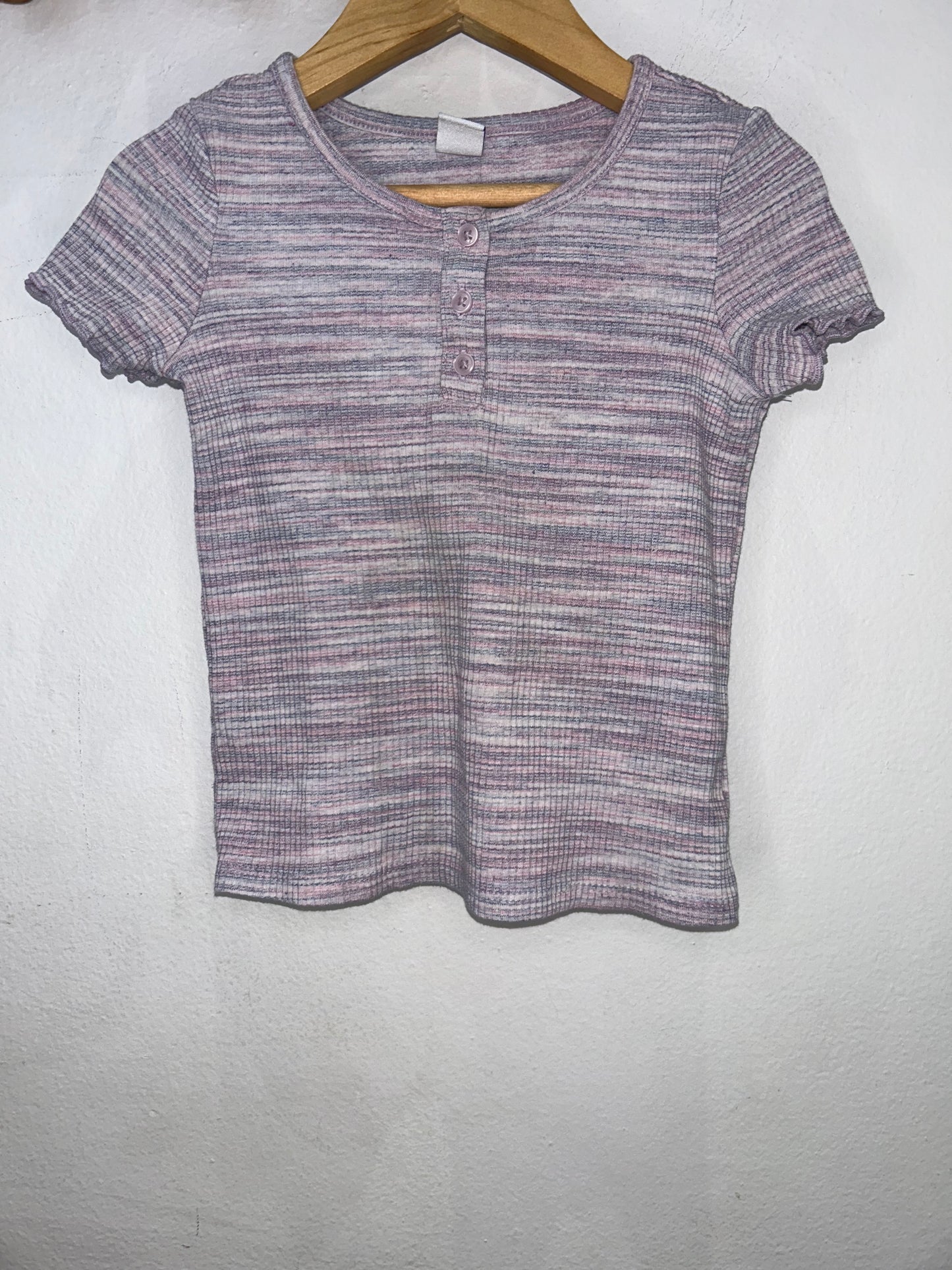 Purple ribbed henley 3y