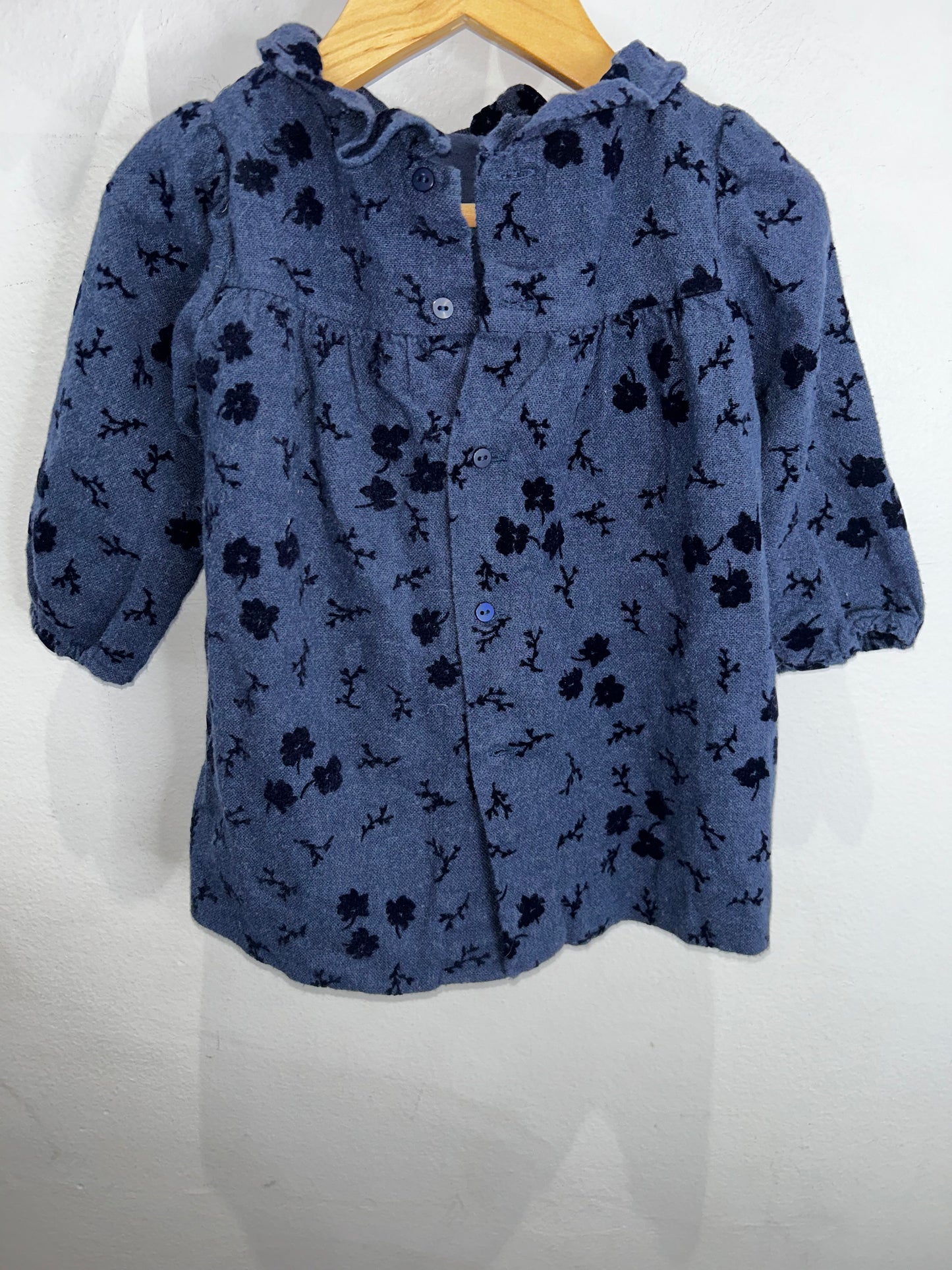 Blue black floral dress 12-18m
