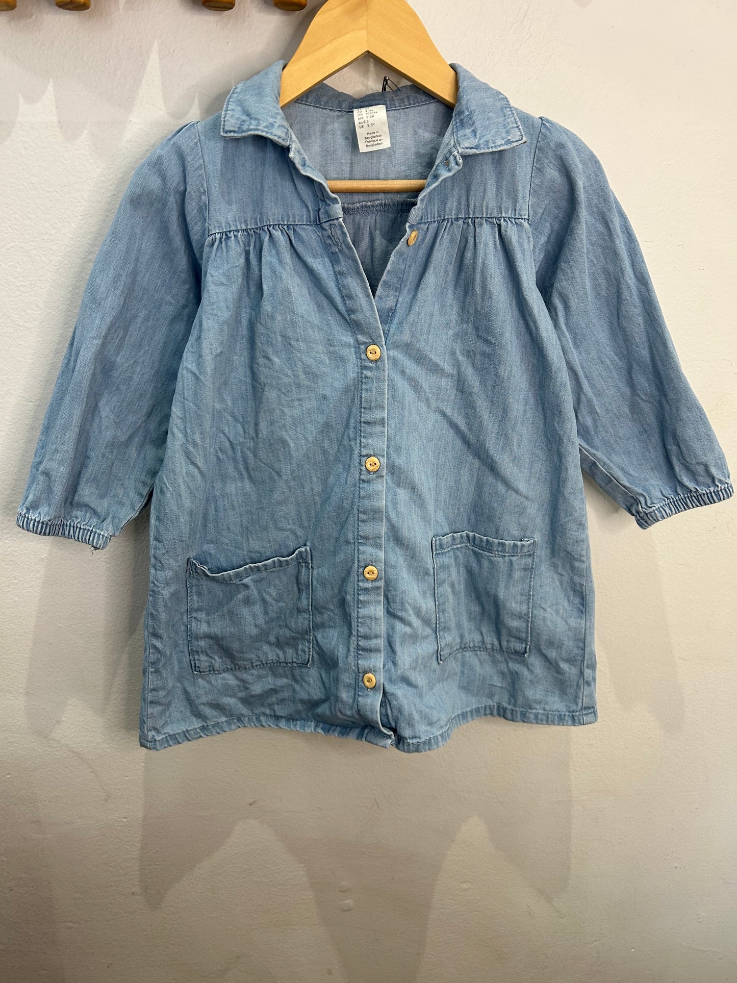 Denim shirt dress 2-3y