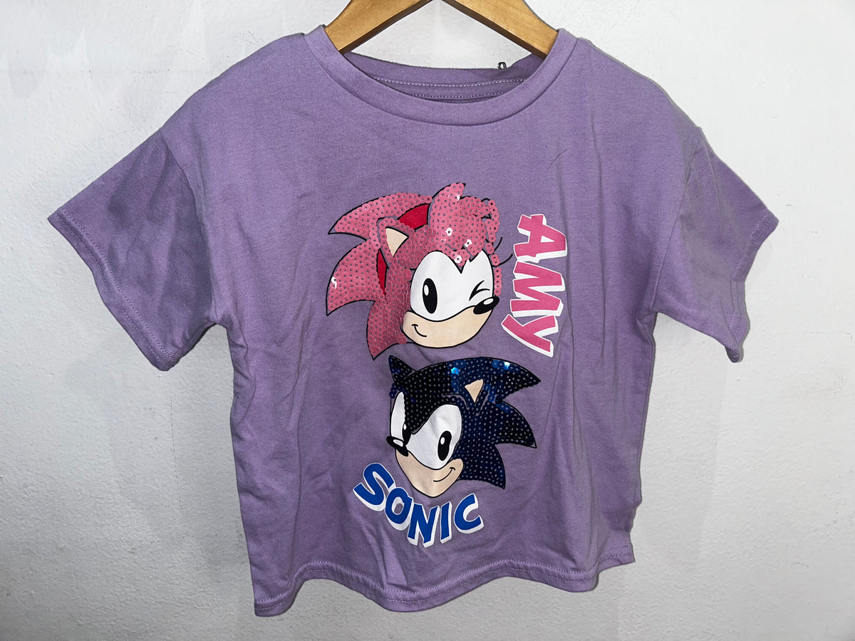 Sonic and Amy purple tee 6-8y