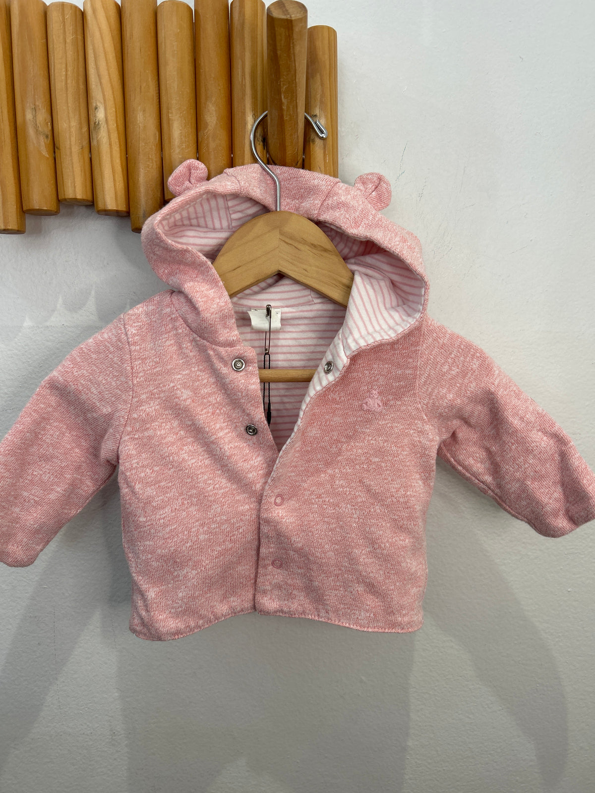 Pink reversible cardigan 0-3m