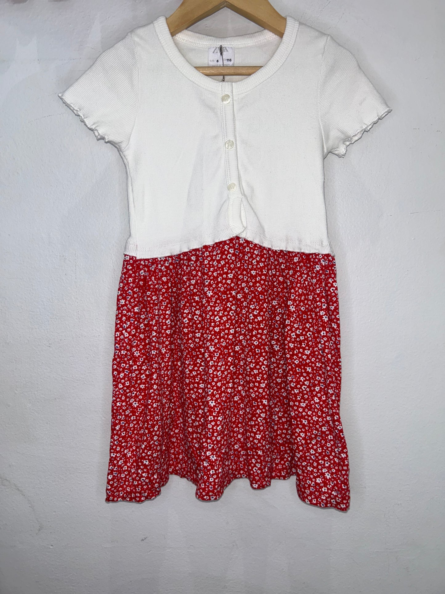 Red flowers bottom dress 6y