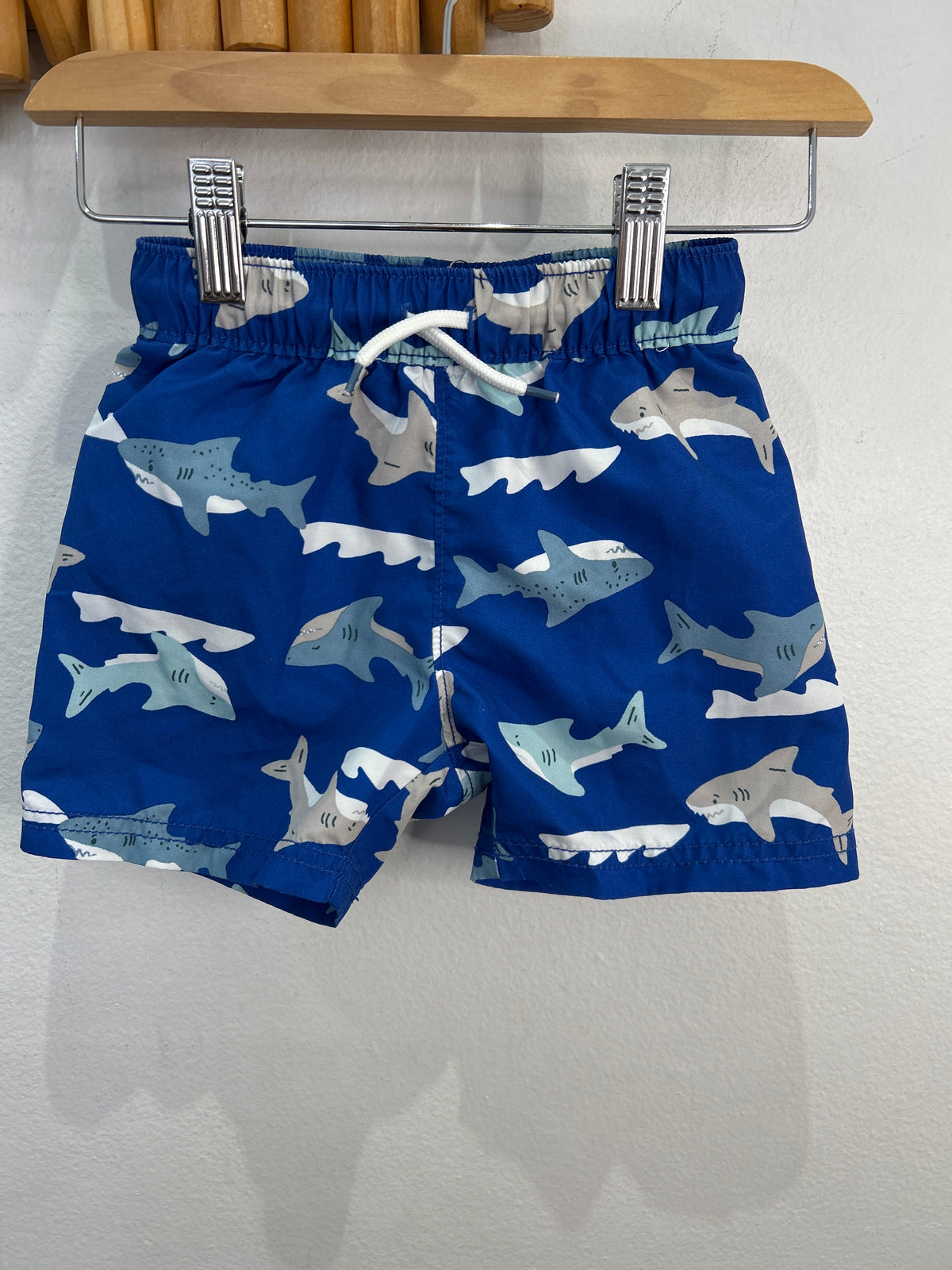 Blue shark swim shorts 2y
