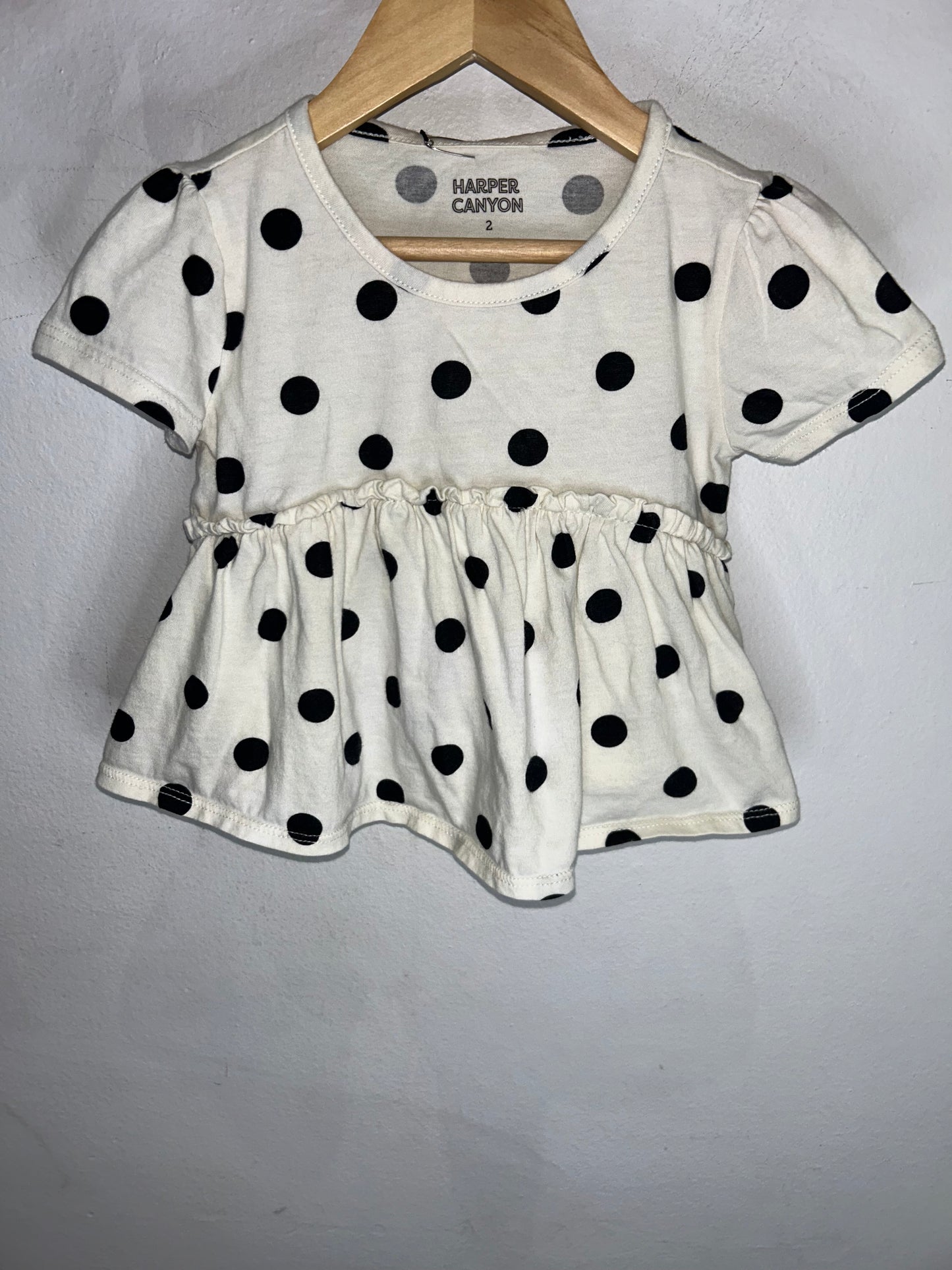 Polka Dot Ruffle Tee 2y