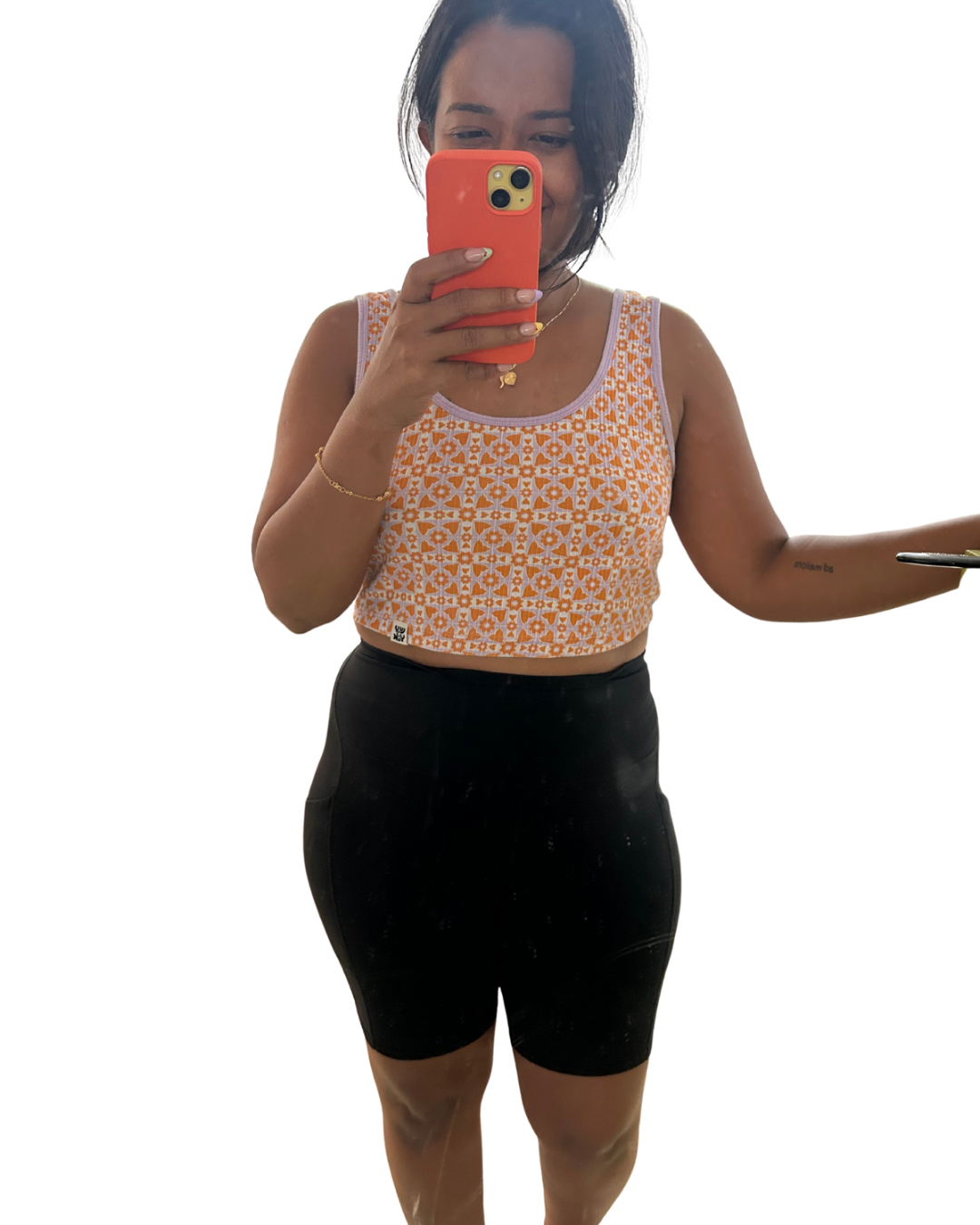 Orange and lavender crop tanktop M