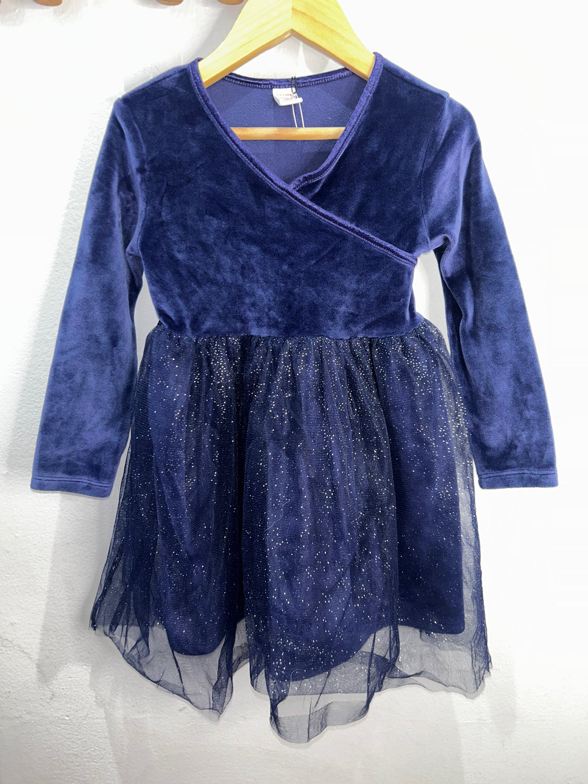 Blue velvet and sparkles dress 4y