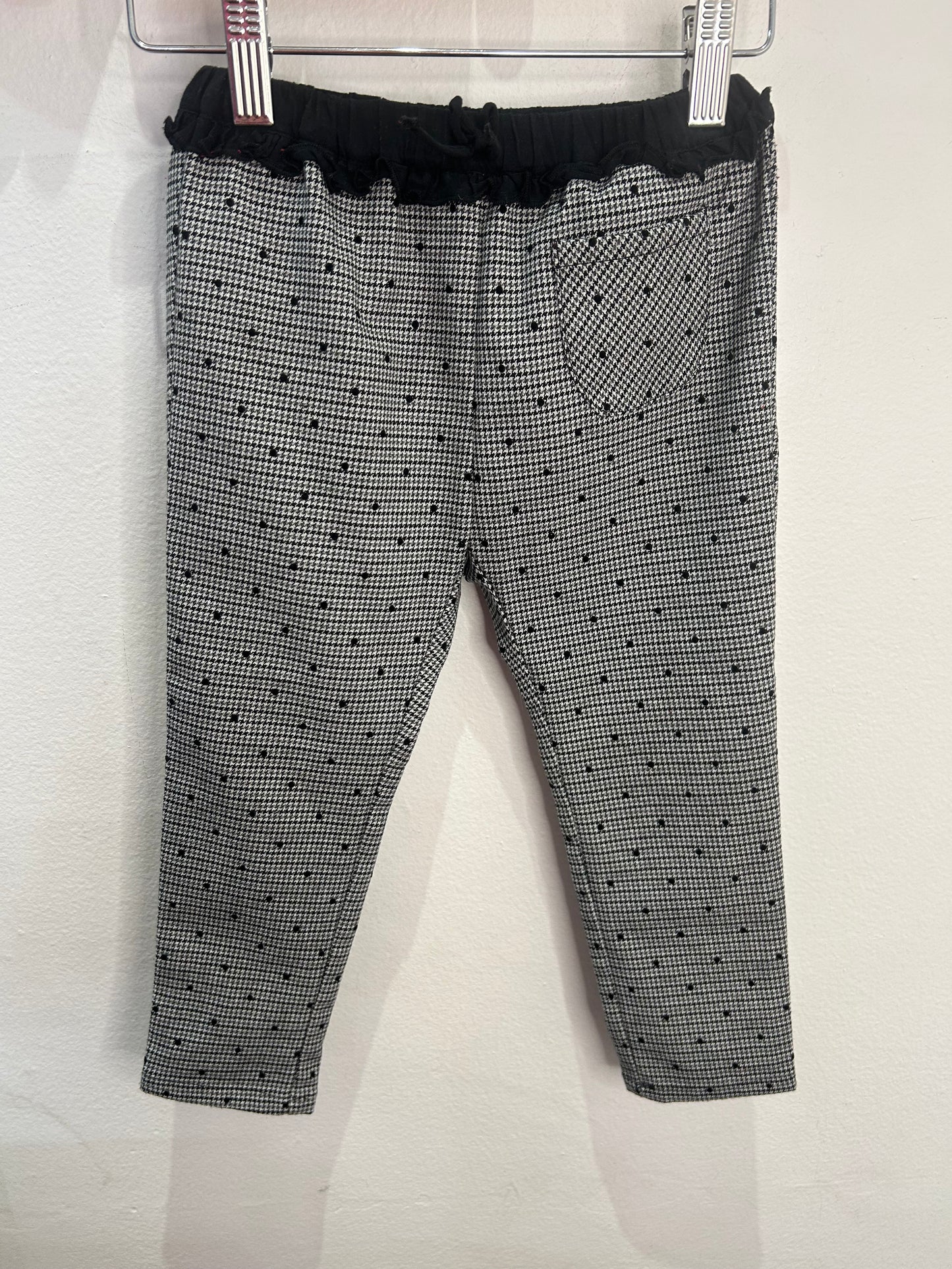 Houndstooth and dots pull-on pants 3-4y