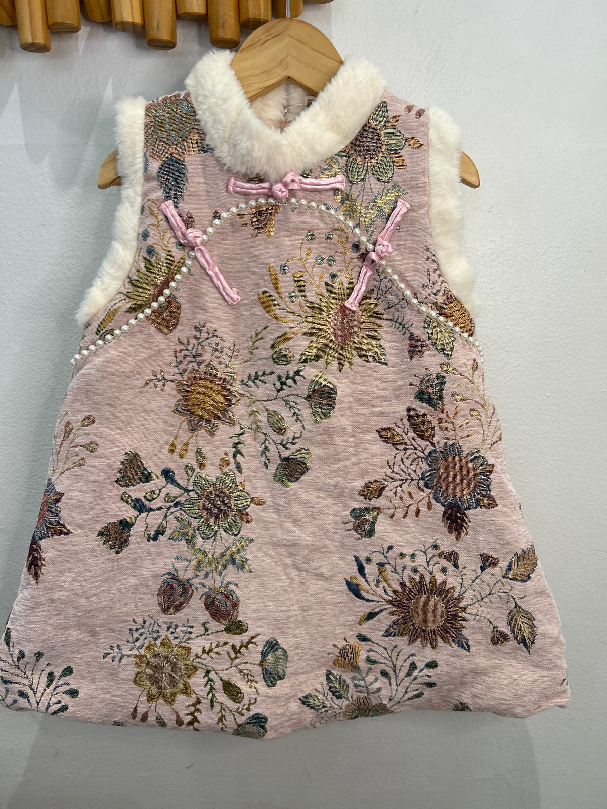 Pink sparkly fleece cheongsam 4-6y