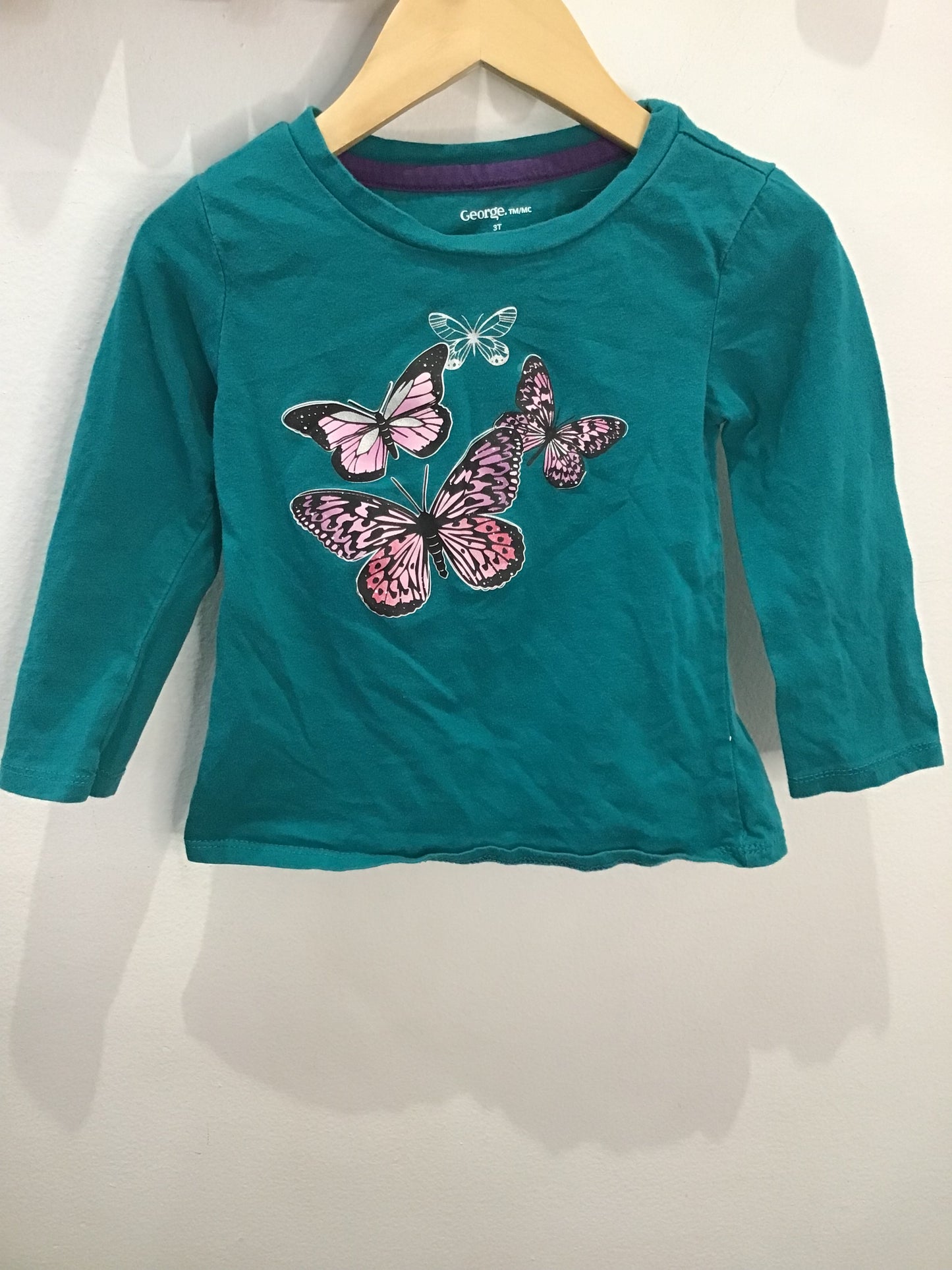 Teal butterfly longsleeve 3y