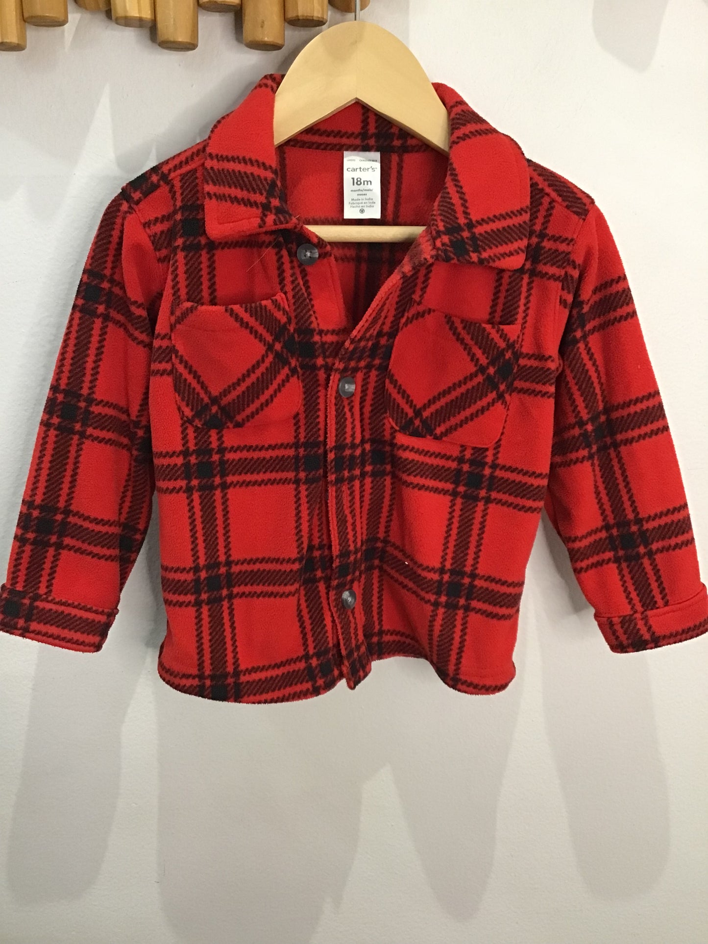 Blue print hooded flannel shirt 12-18m