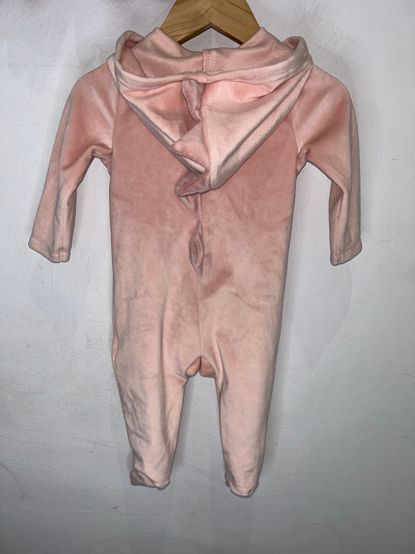 Brushed fleece pink dino romper 6-9m