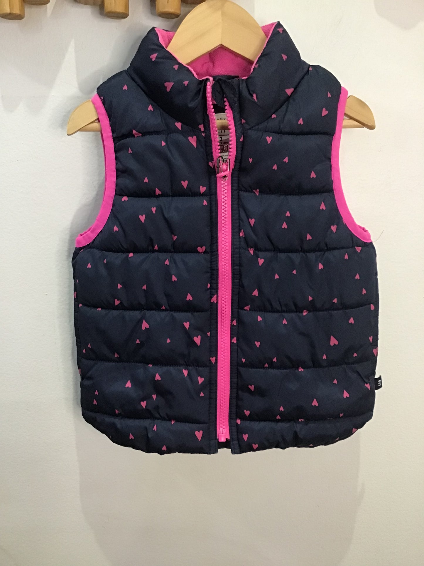 Blue hearts puffer vest 3y