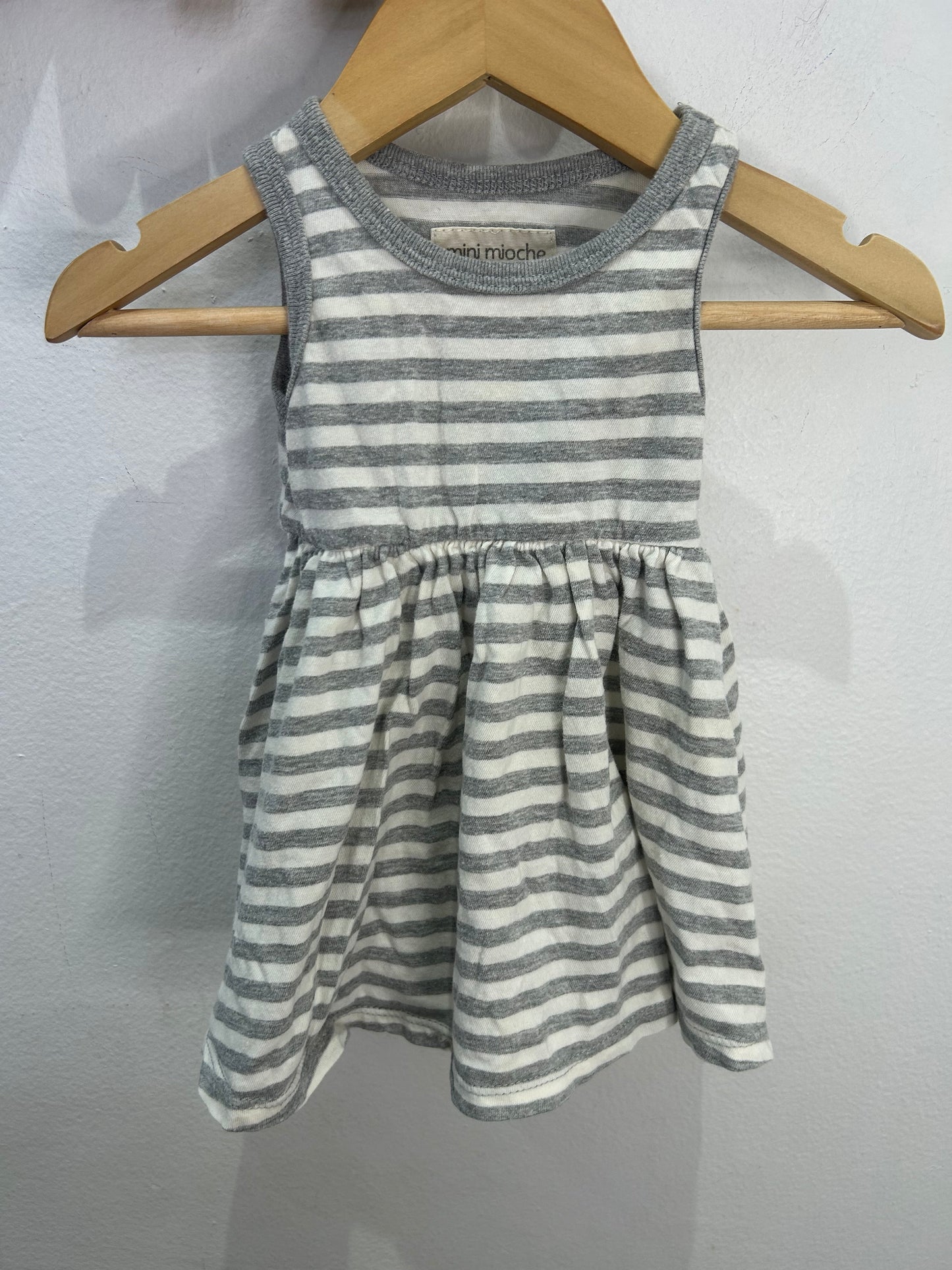 Minimioche grey stripes dress 3-6m