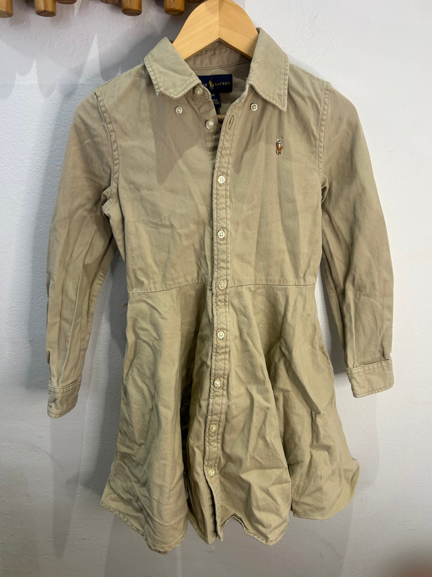 Beige denim shirt dress 6y