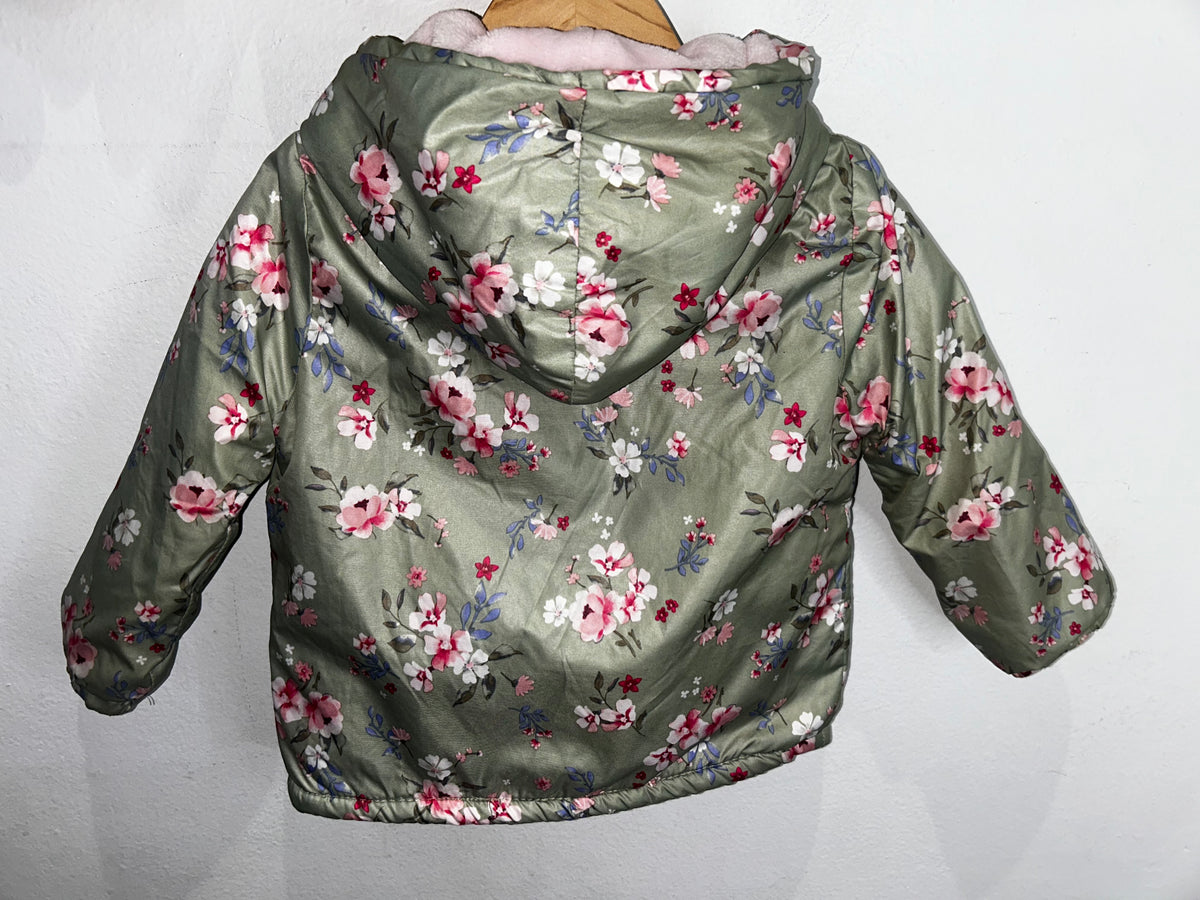 Green floral fleece lined jacket 24m