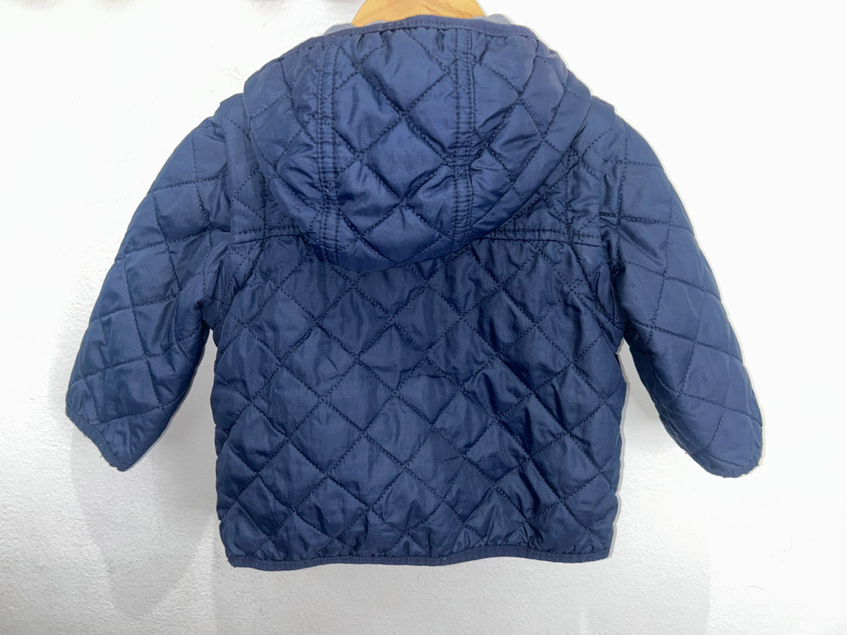Navy quilted jacket 6-12m