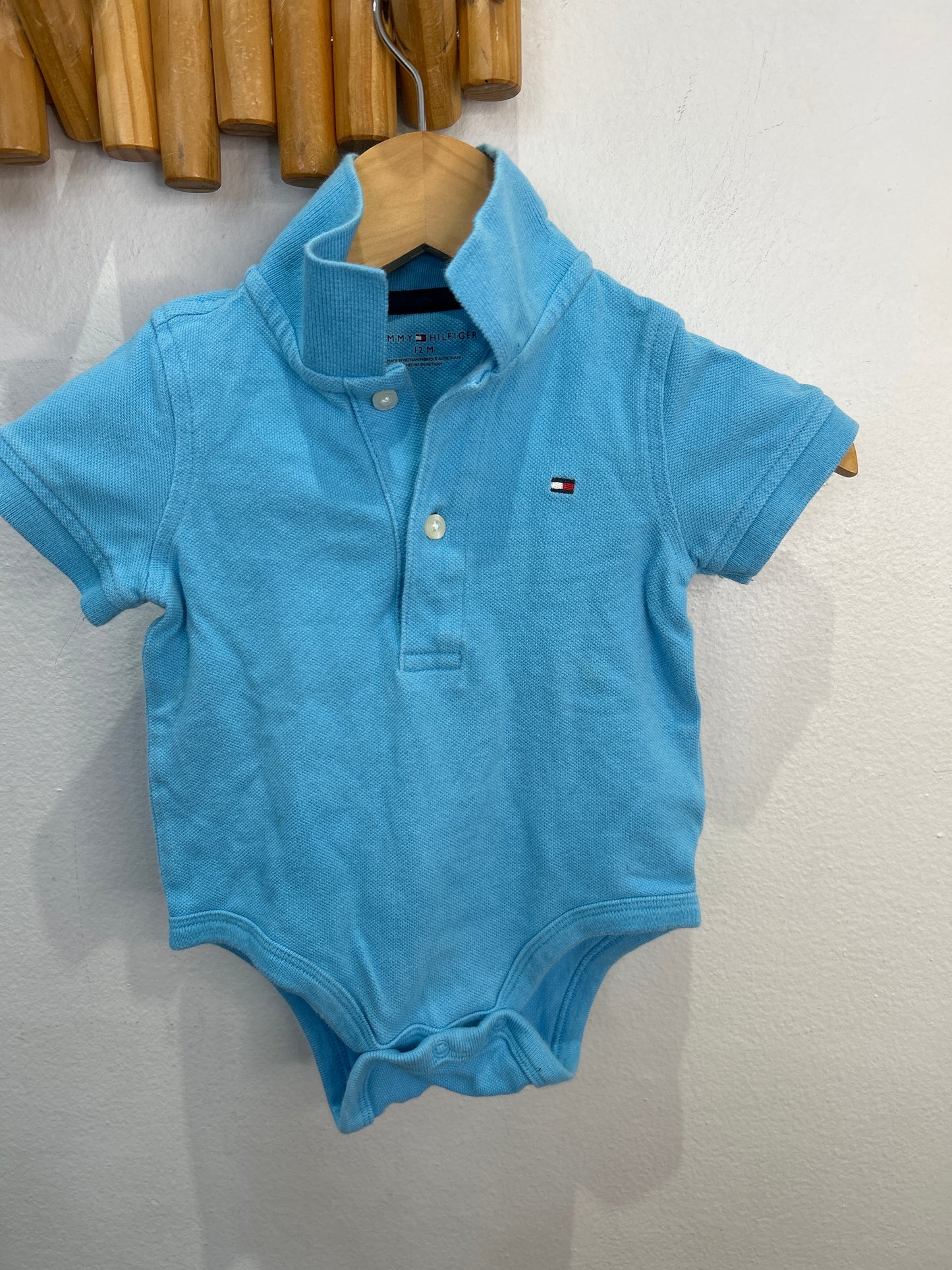 Sky blue polo onesie 12m