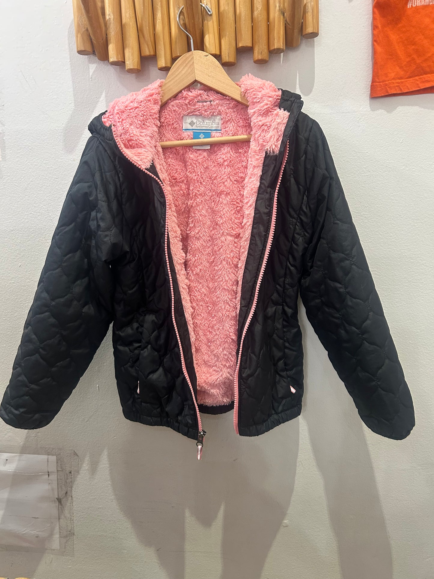 Columbia black and pink mid-season jacket 7-8y