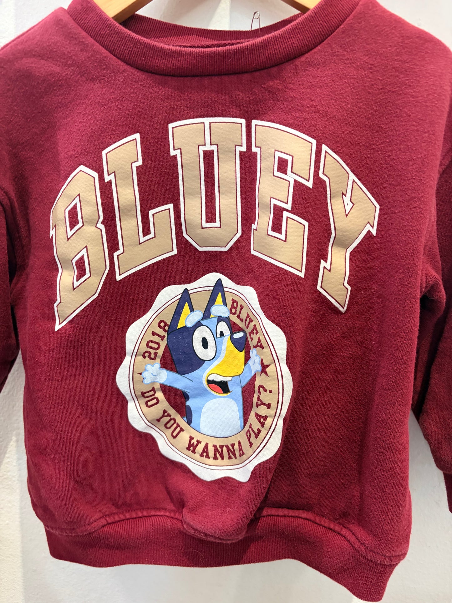 Maroon Bluey pullover 4y