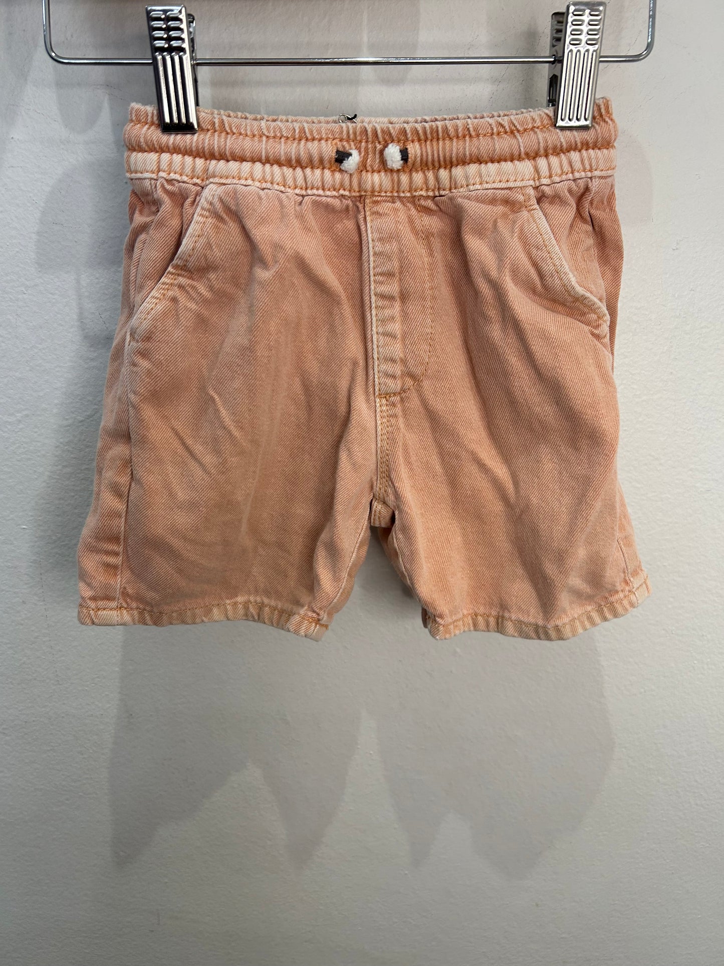 Peach denim shorts 12-18m
