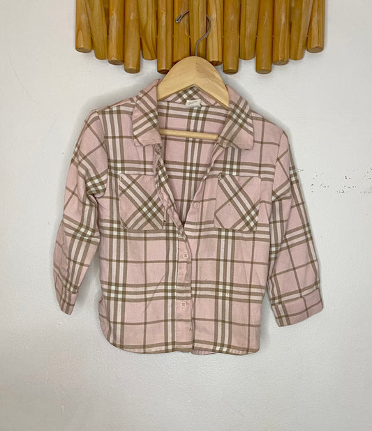 Pink flannel shirt 12-18m