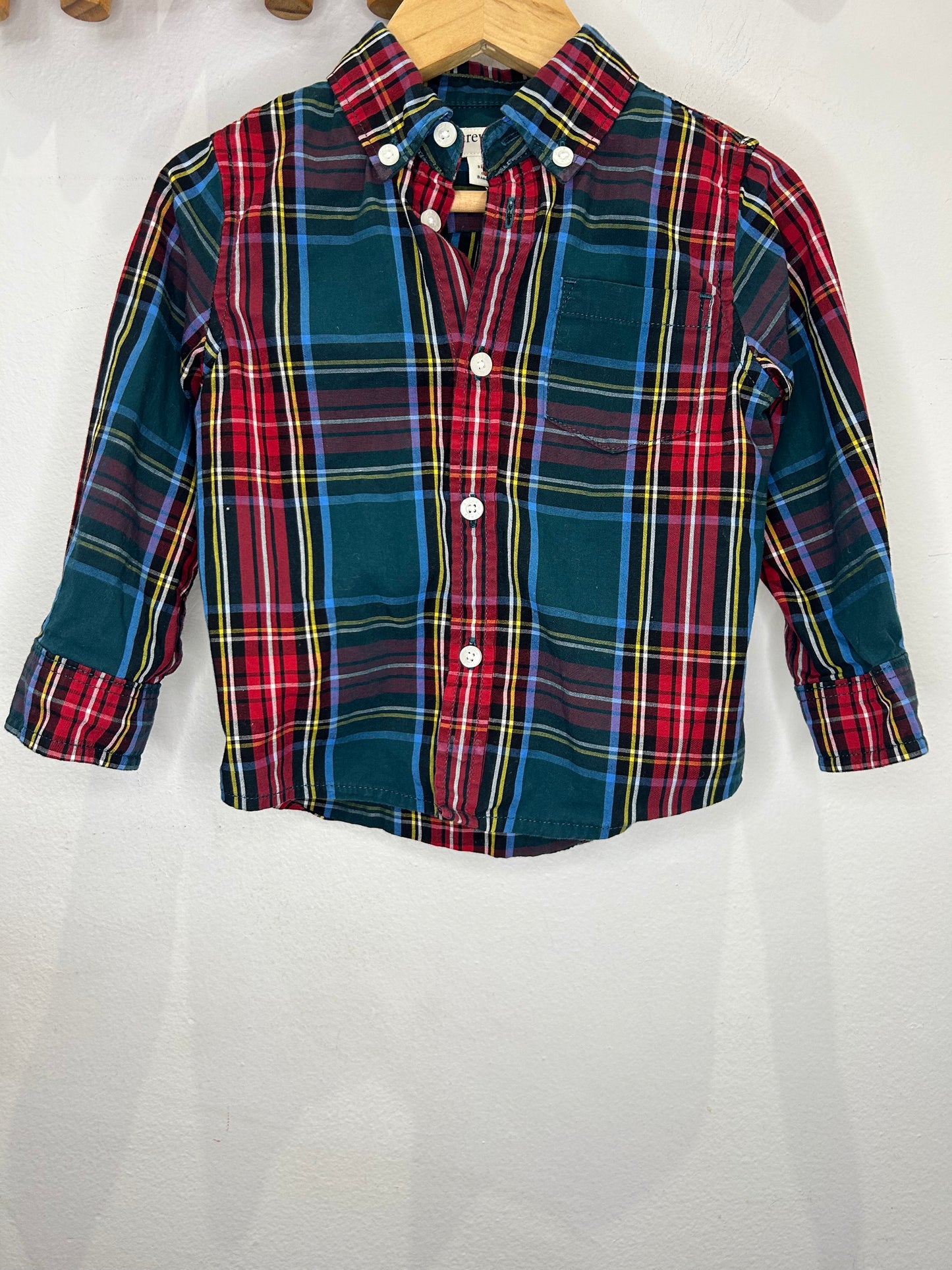 Red and green checkered shirt 2y