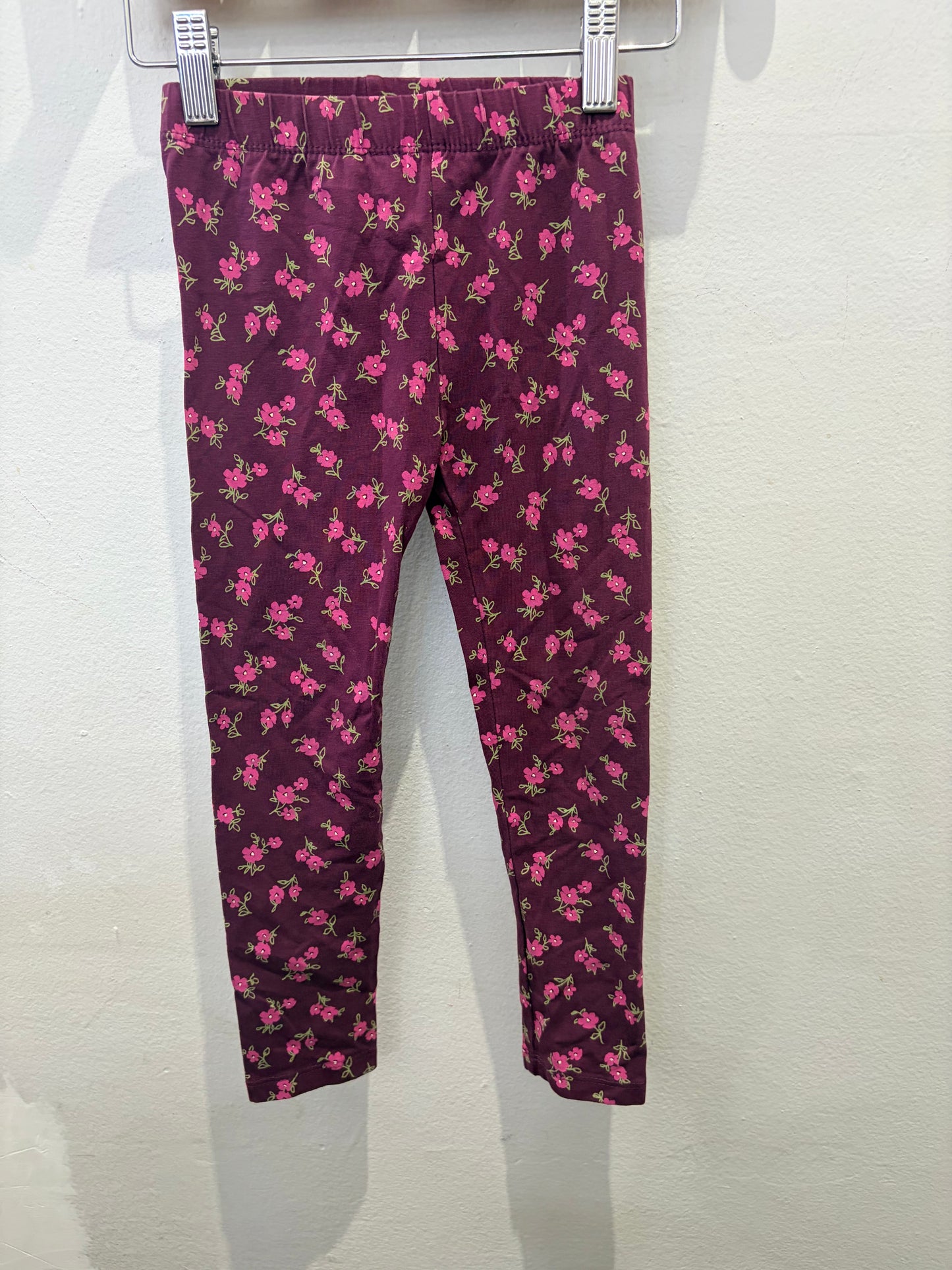 Dark mauve print leggings 4y