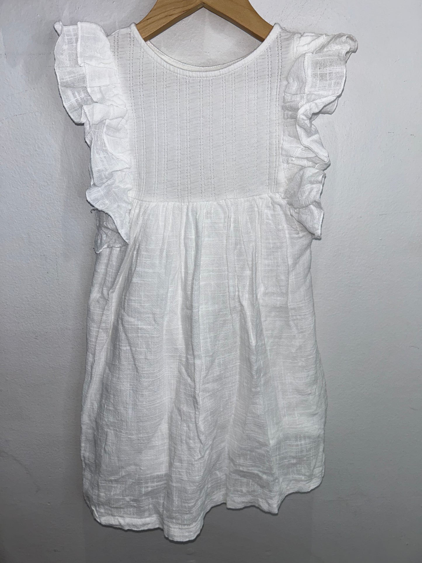 White linen blend dress 4-5y