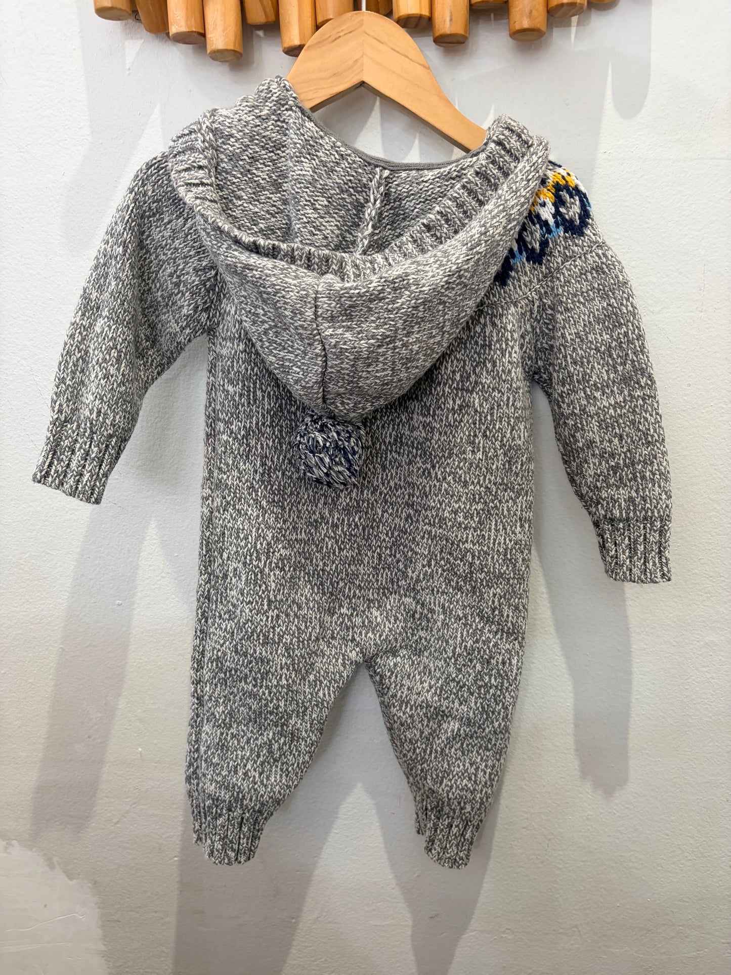 Roots printed grey sweater romper 3-6m