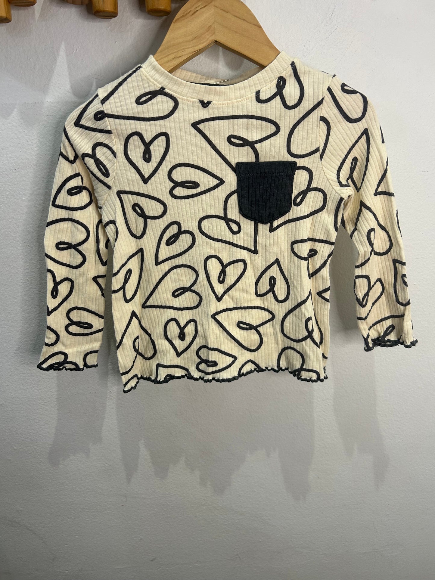 Black hearts ribbed longsleeve 12-18m