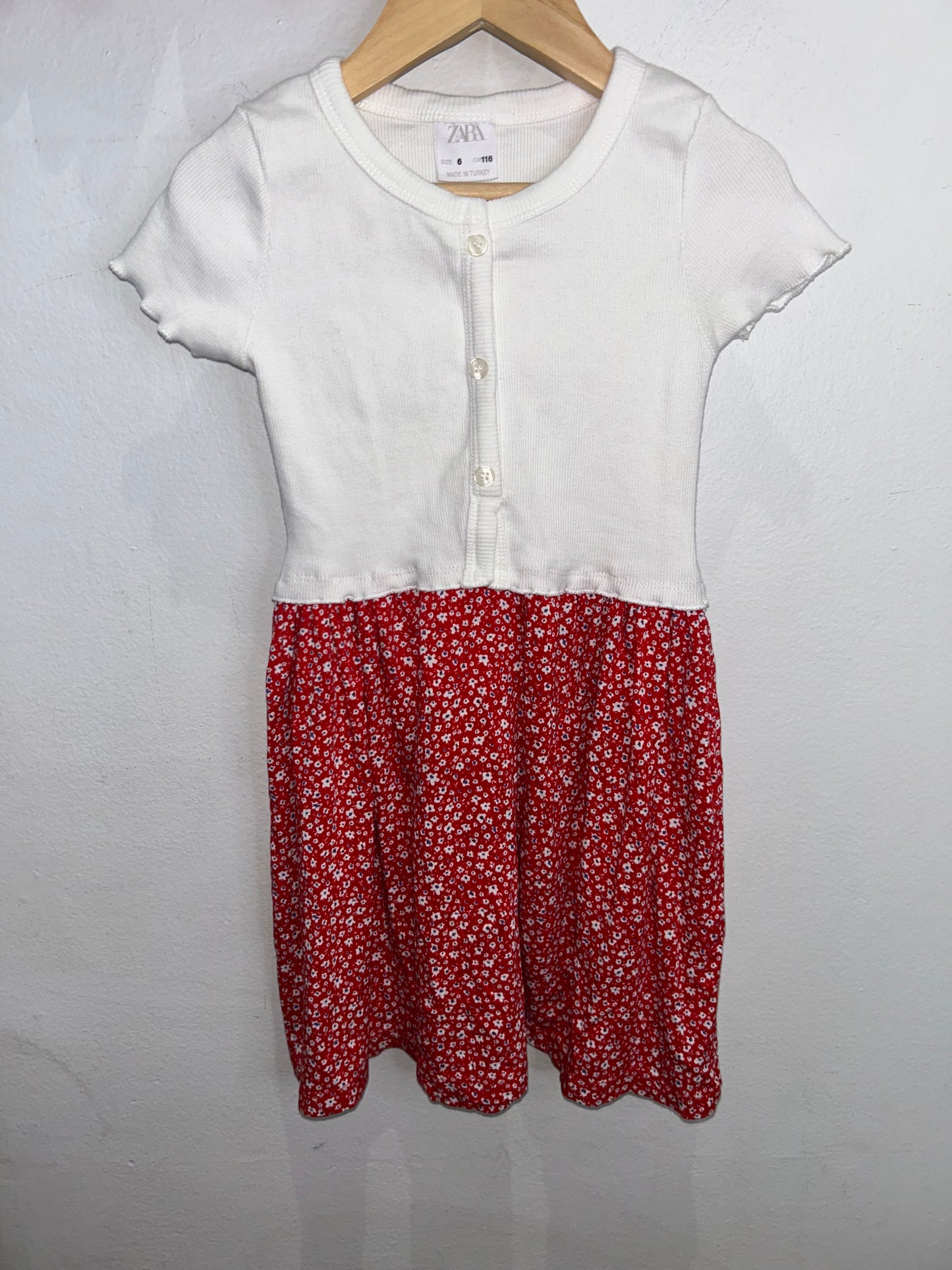 Red print skirt dress 6y