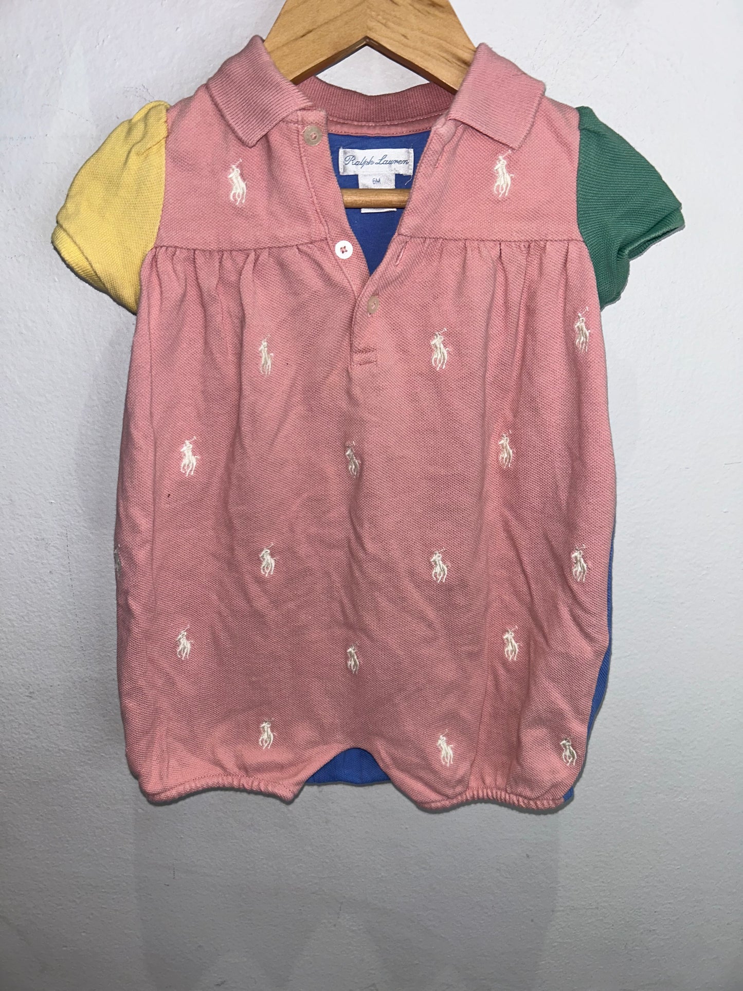 Colourblock polo romper 6m