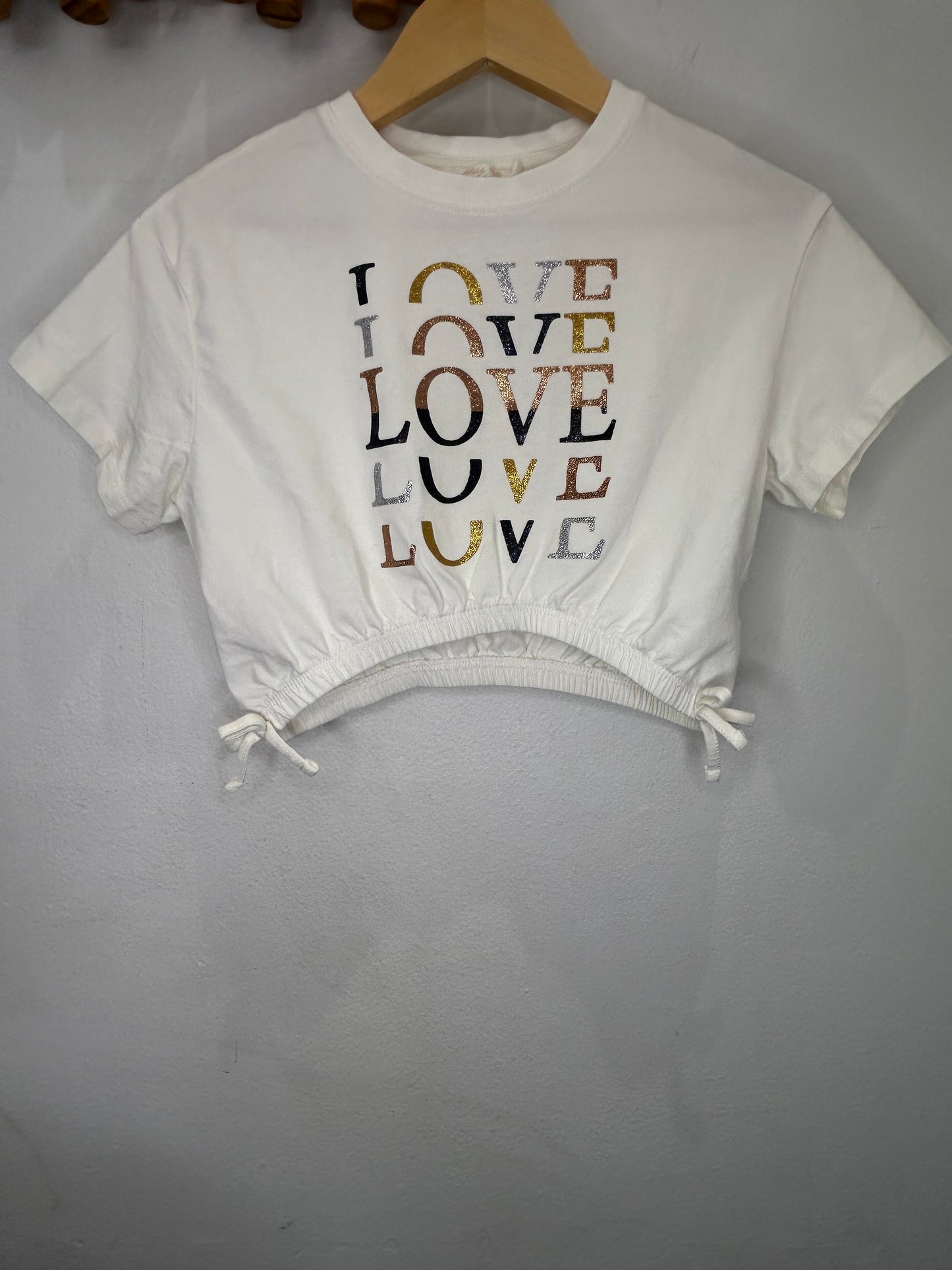 Sparkly love tie tee 4-5y