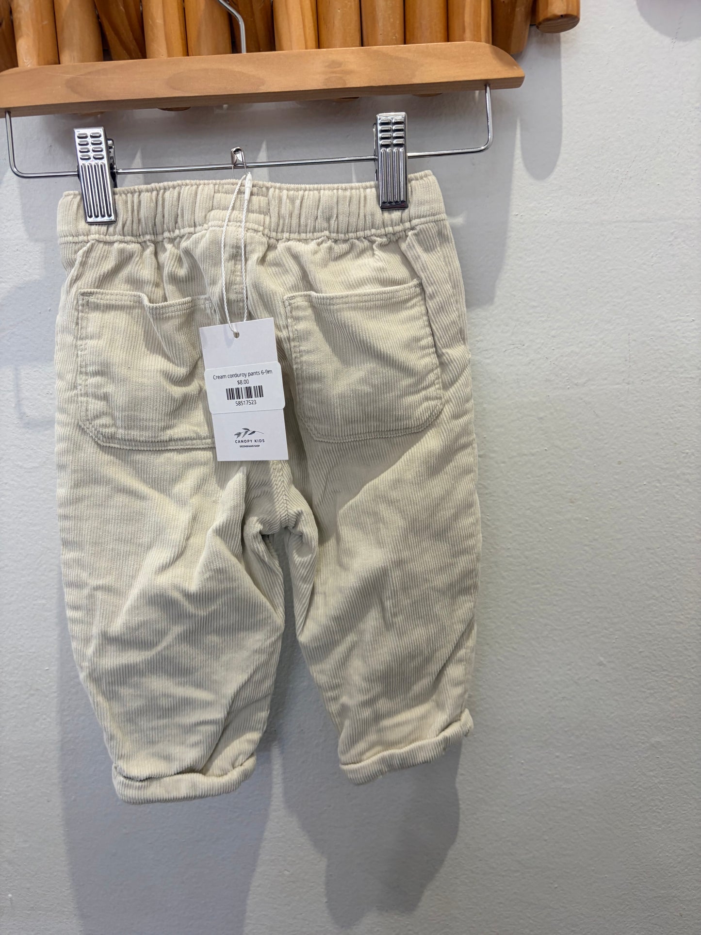 Cream corduroy pants 6-9m