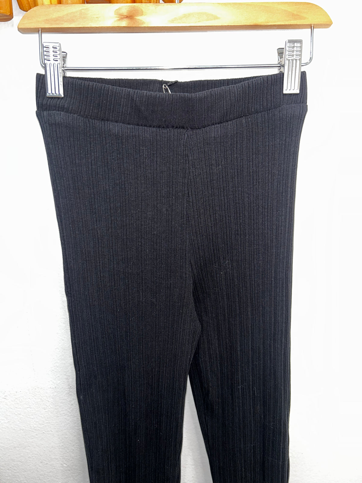 Ribbed black flare leggings 12-13y