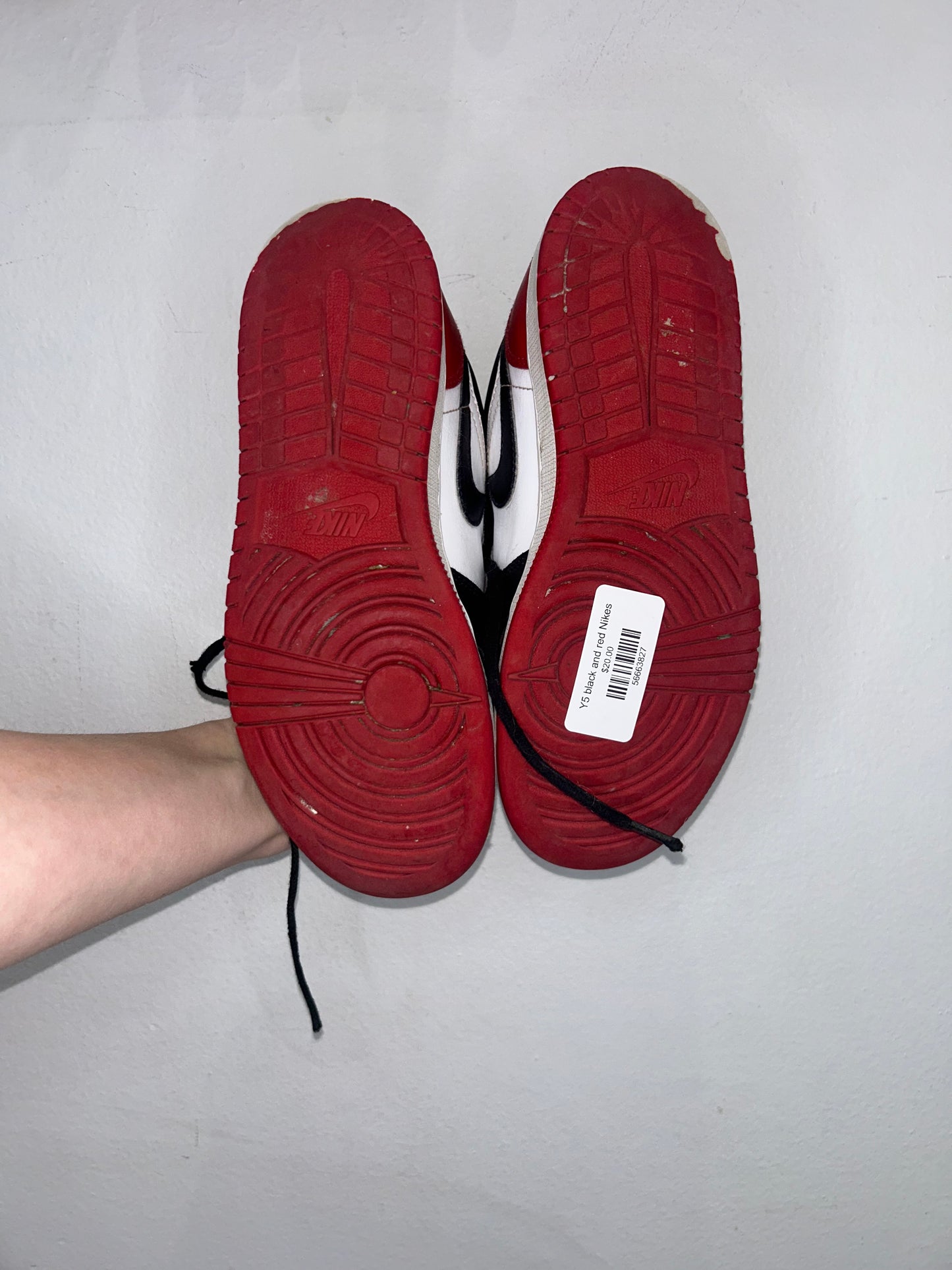 Y5 black and red Nikes