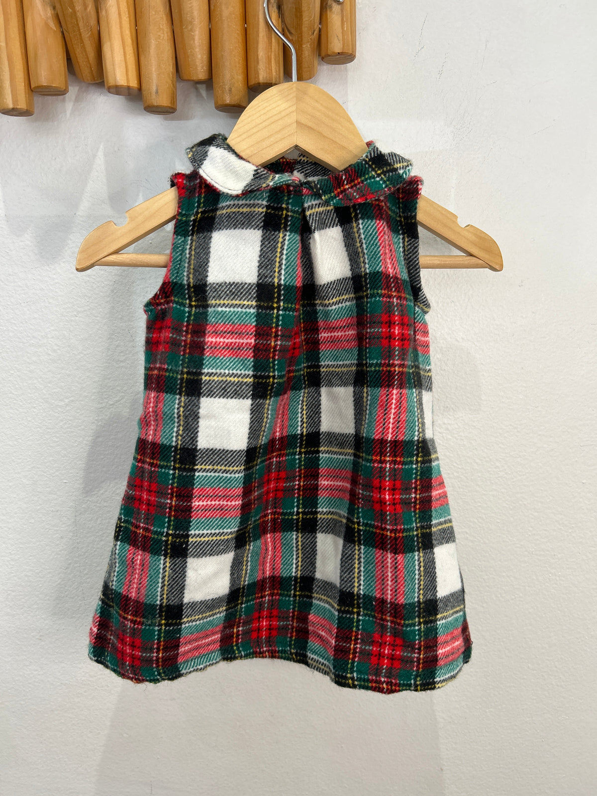Christmas checkered fleece pinafore 6m