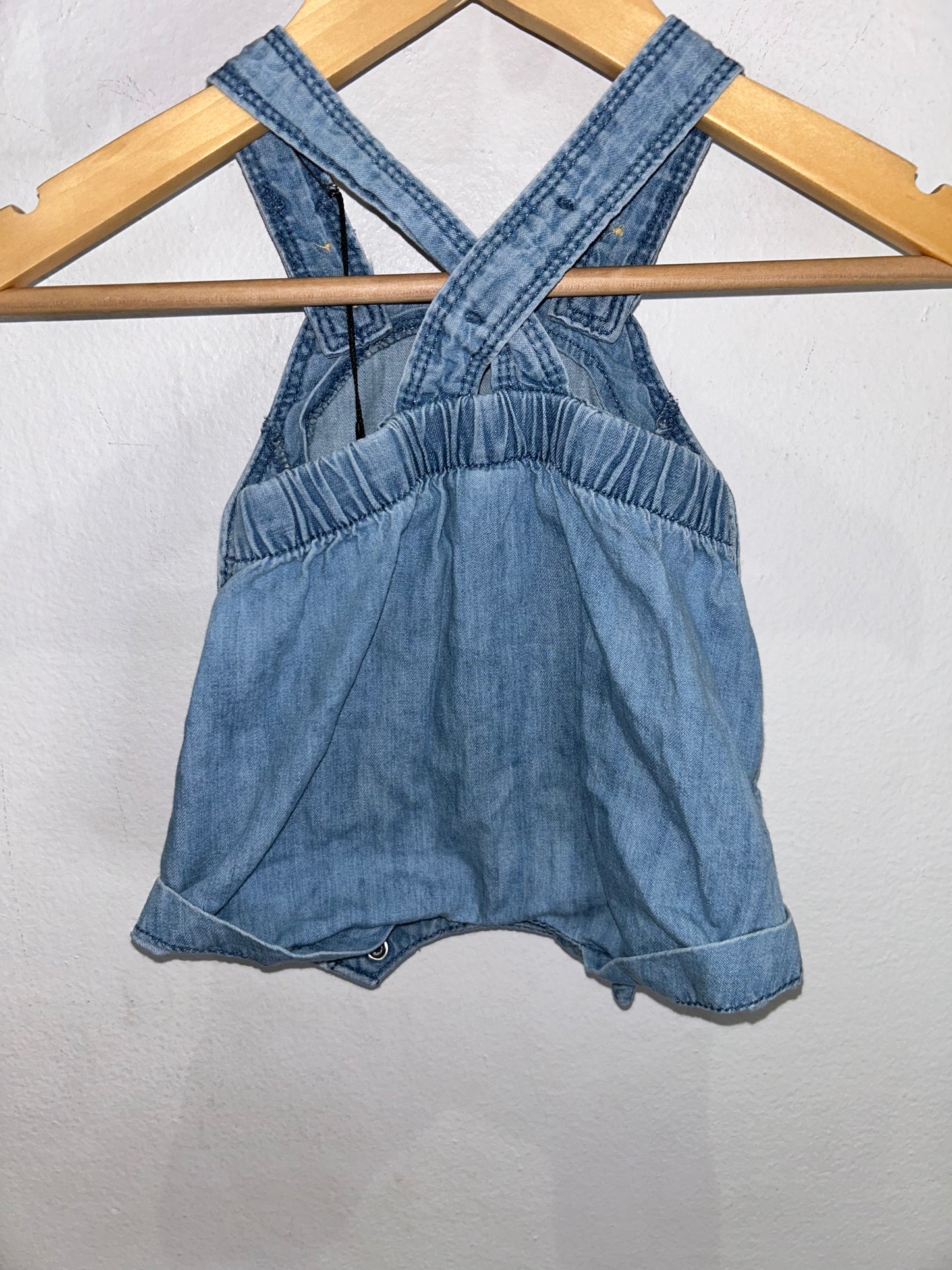 Chambray shorty romper 0-1m