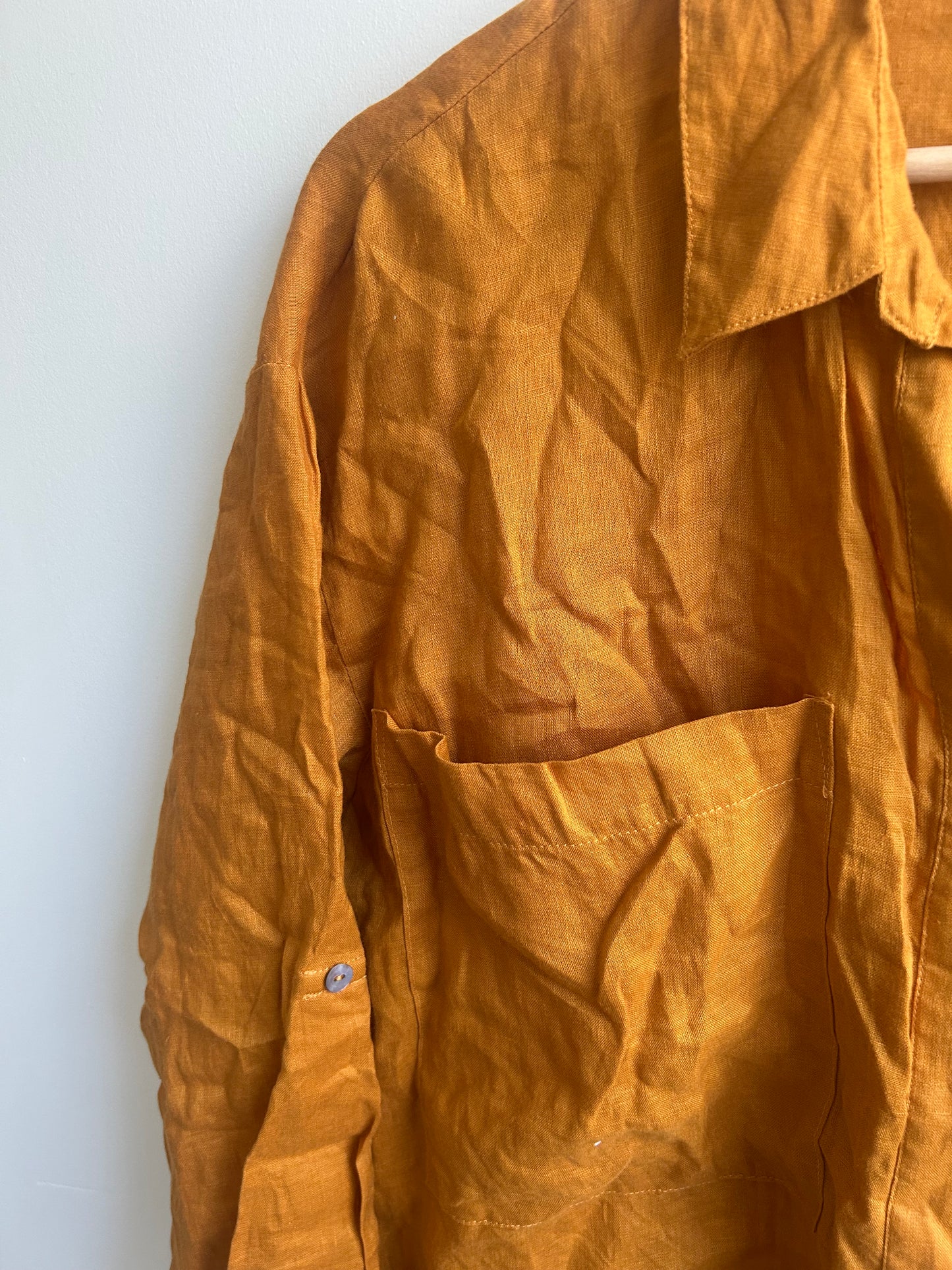 Brown linen dress shirt M