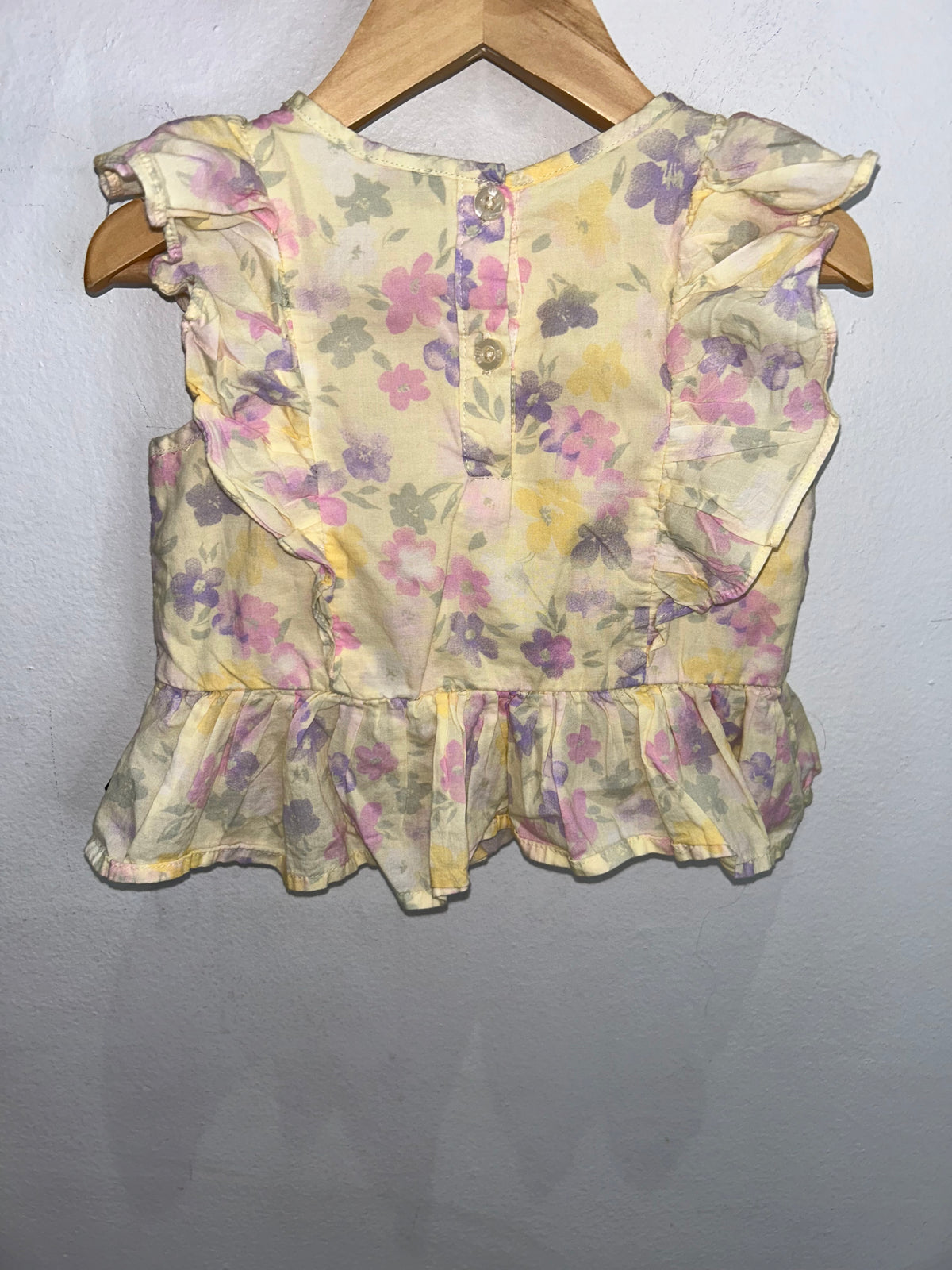 Yellow water colour flowers blouse 3y