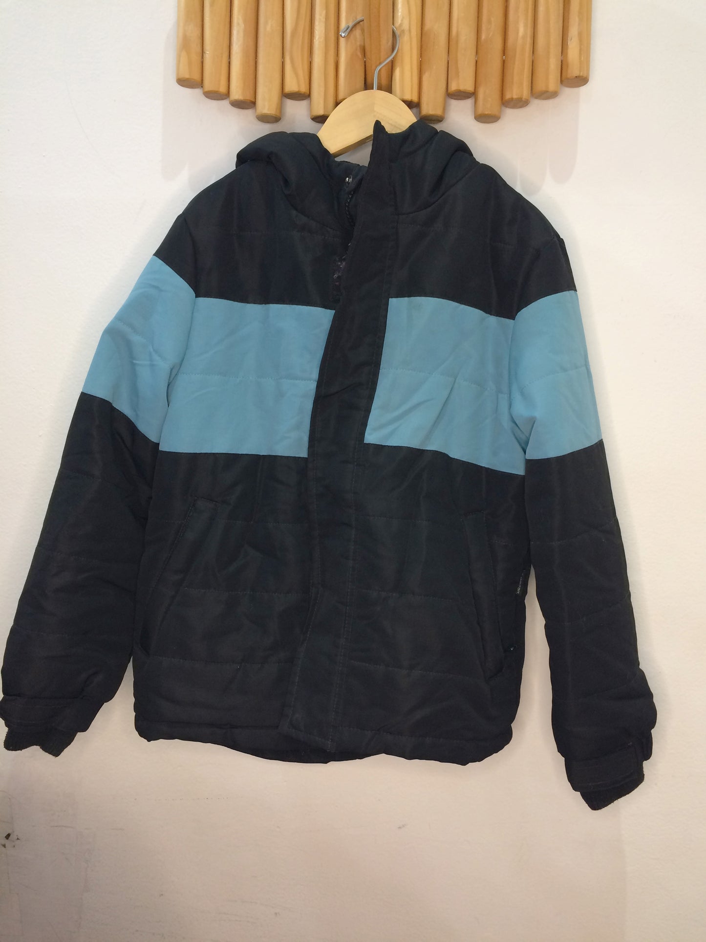 Light blue and black midweight puffer 6y