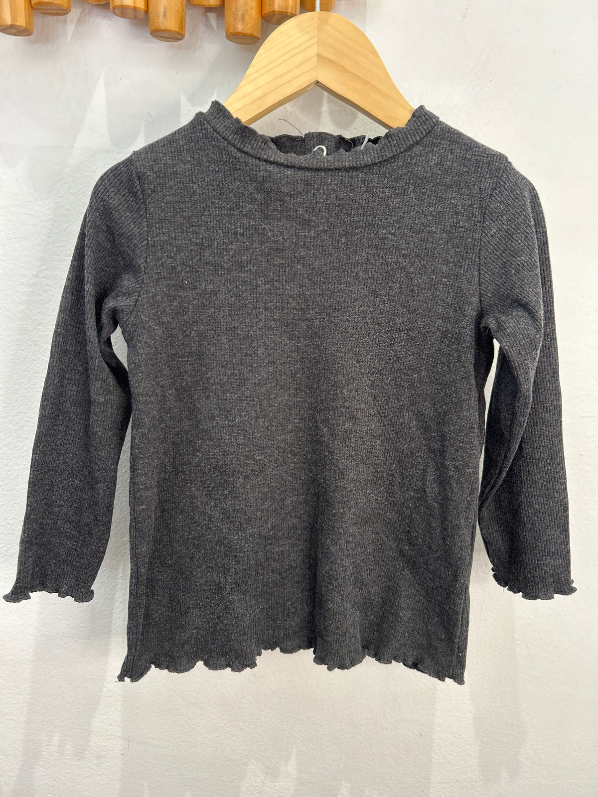 Ash ribbed mockneck 2-3y