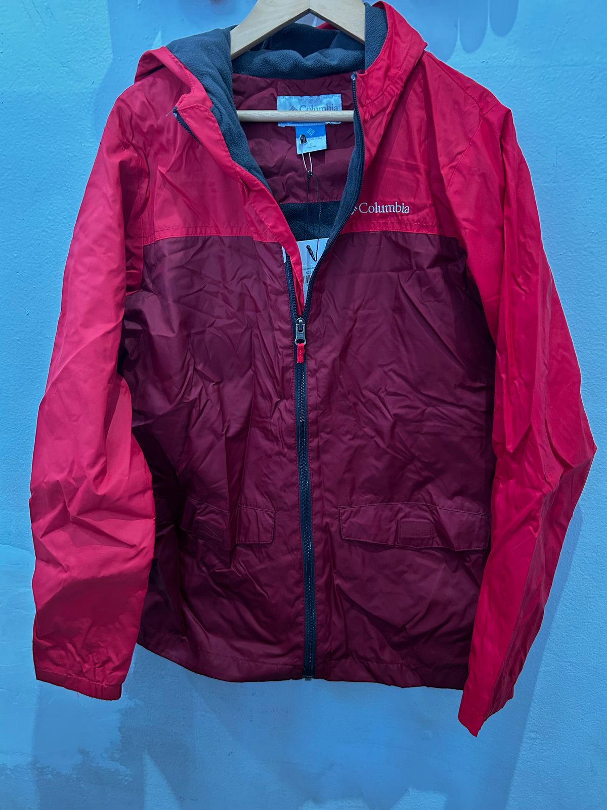 Columbia red windbreaker 14-16y