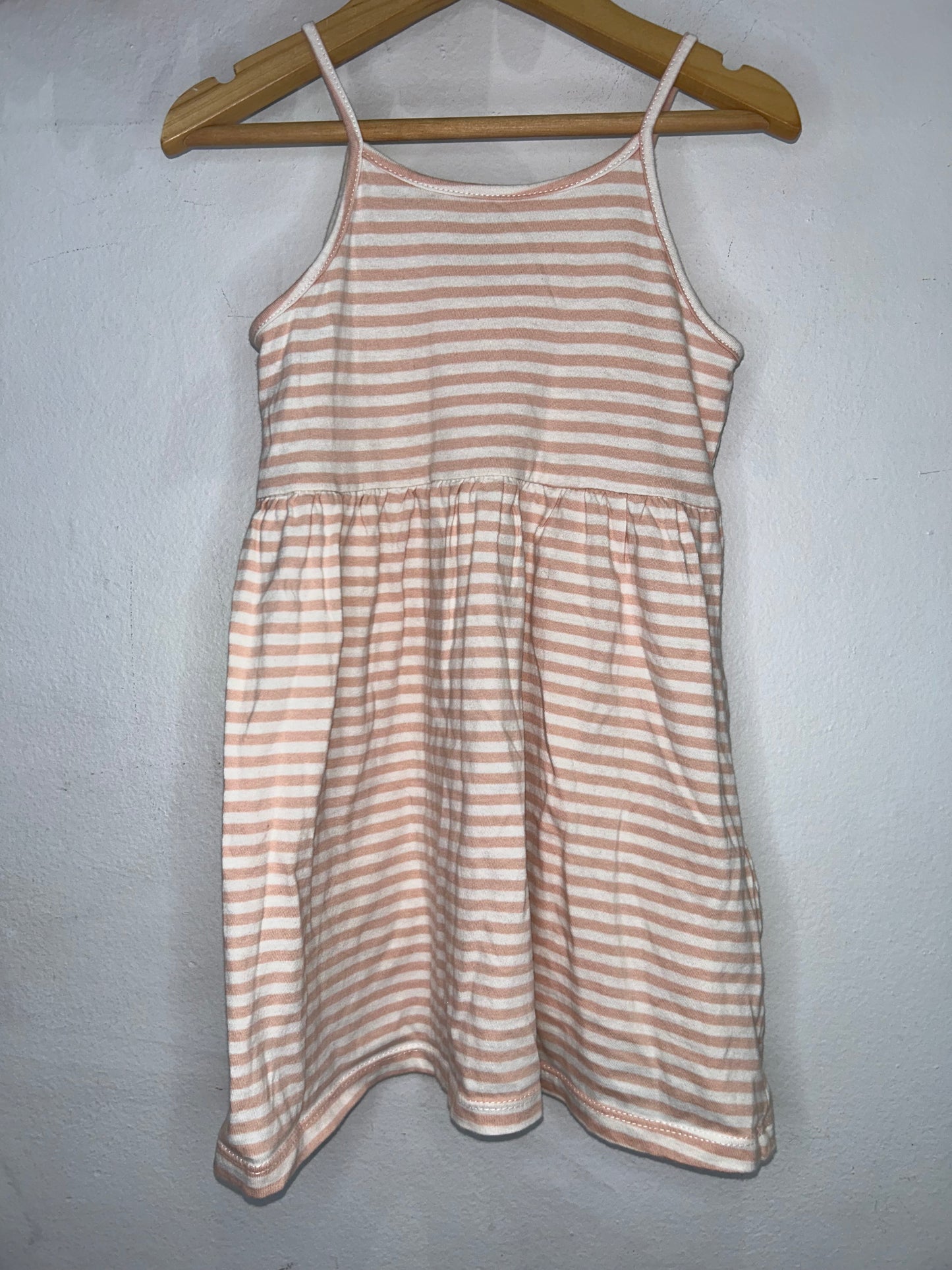 Light peach stripe dress 2-4y