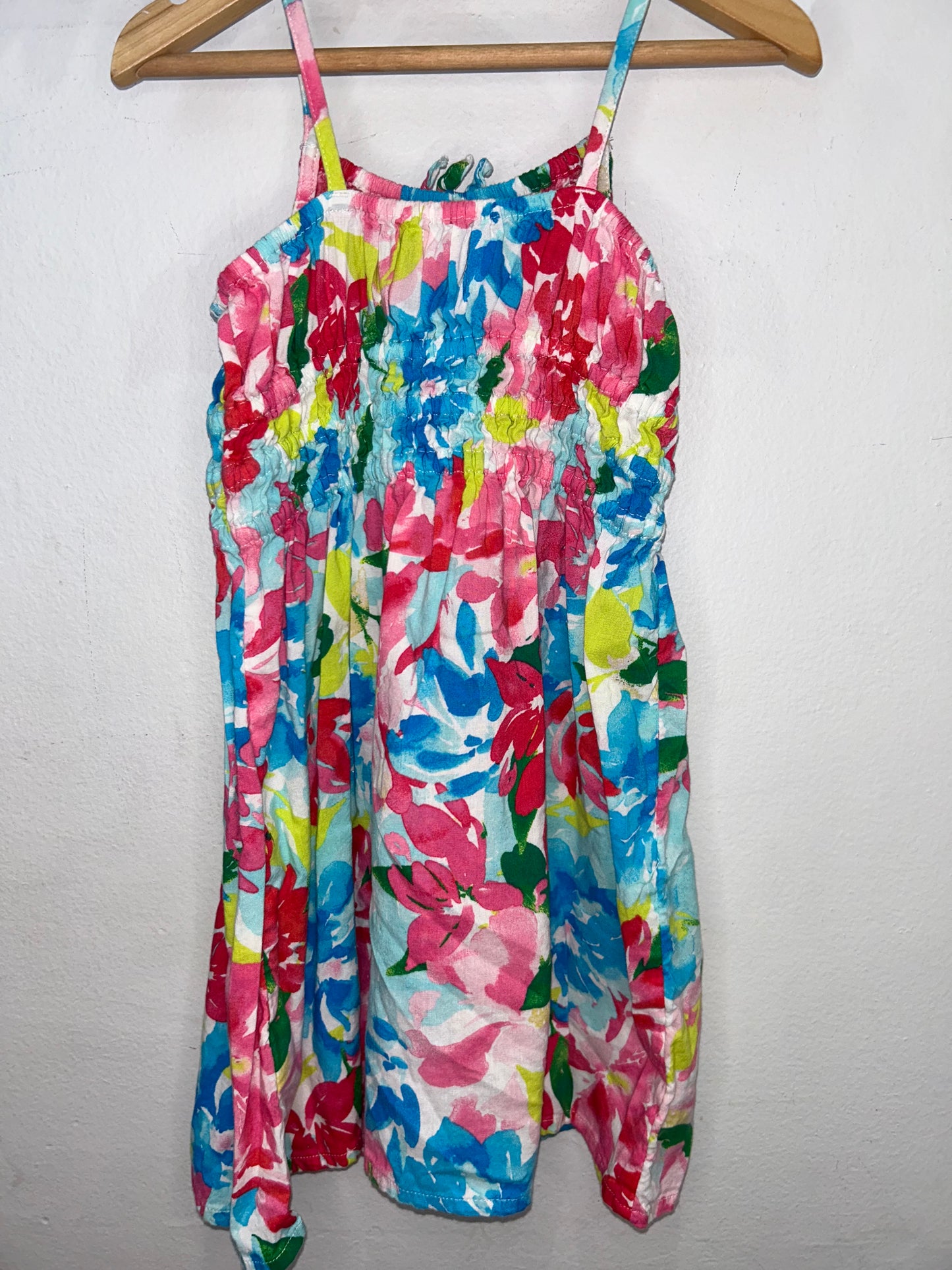 Painted flowers smocked dress 3y