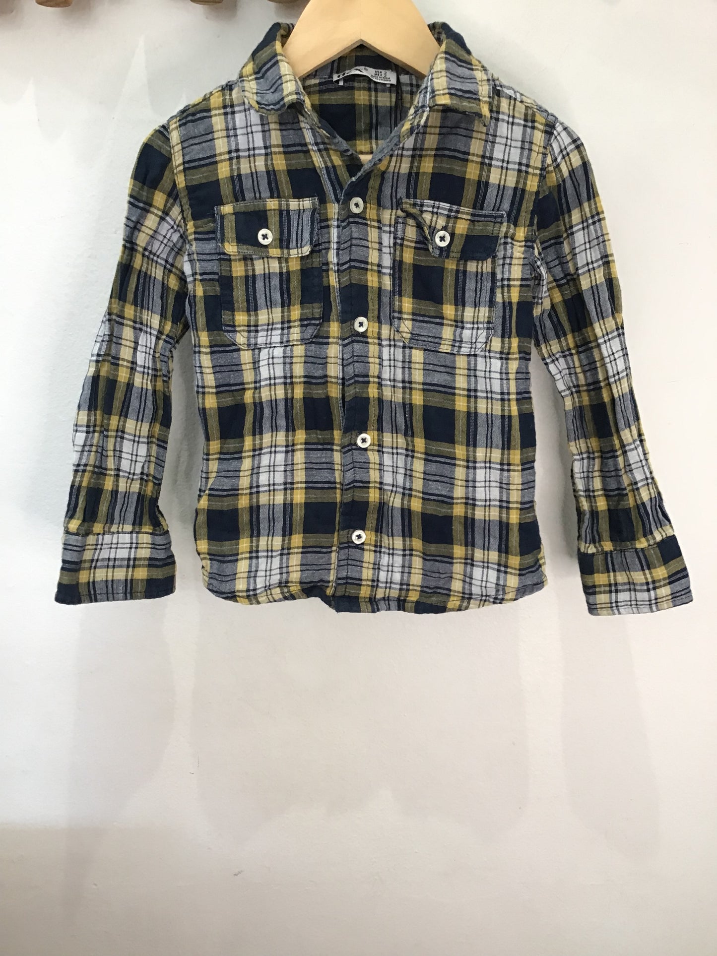 Yellow checkered breezy shirt 2y