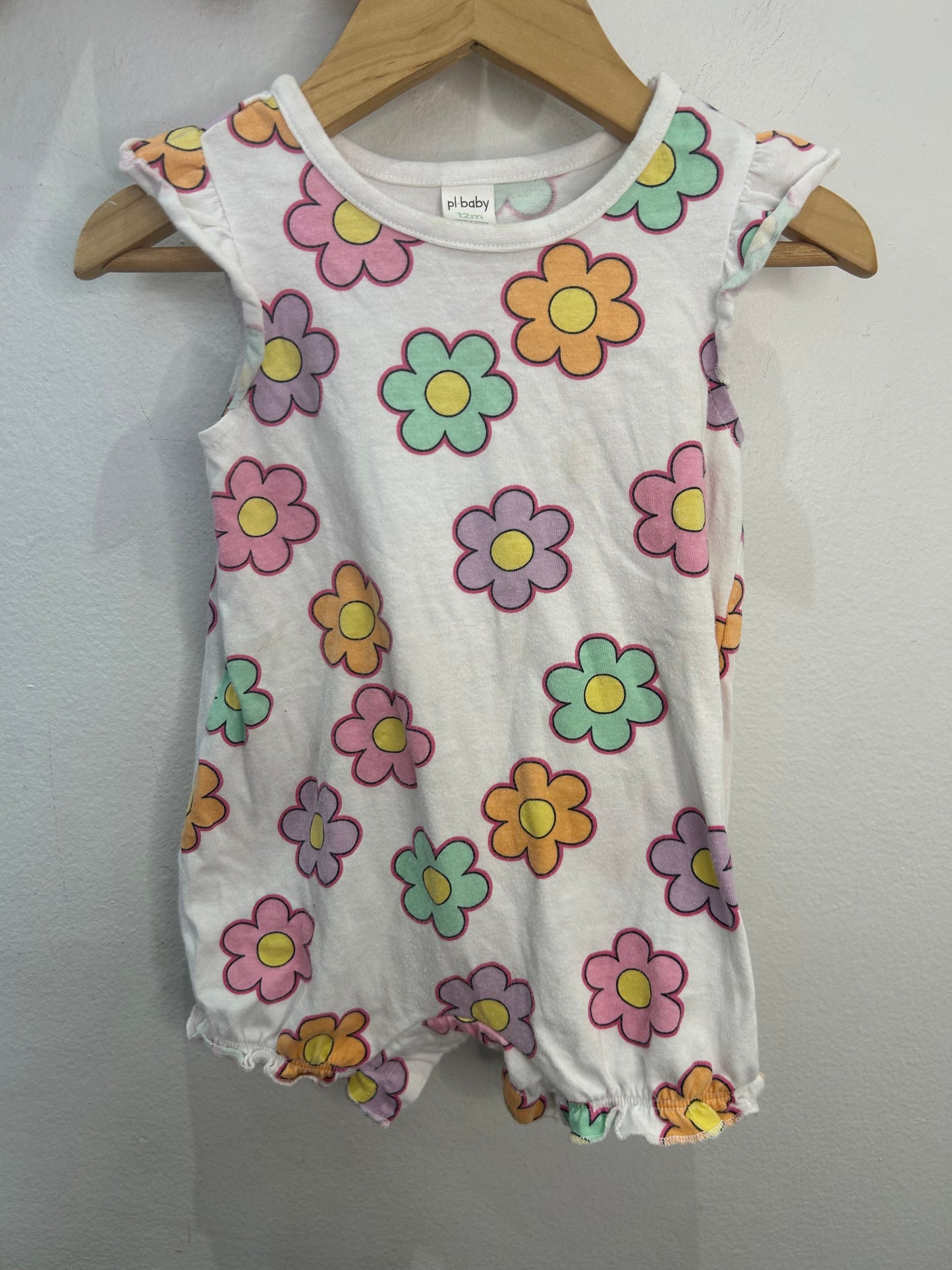 Groovy flowers shorty romper 12m