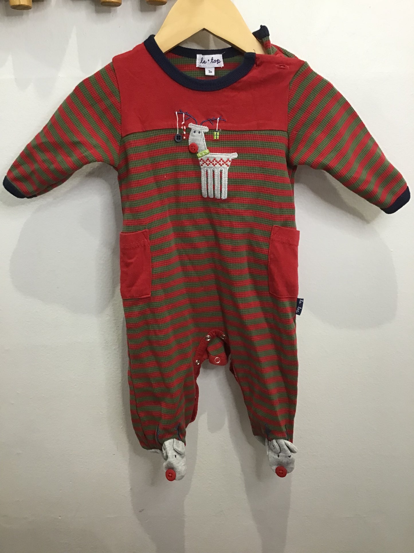Reindeer striped romper 3m